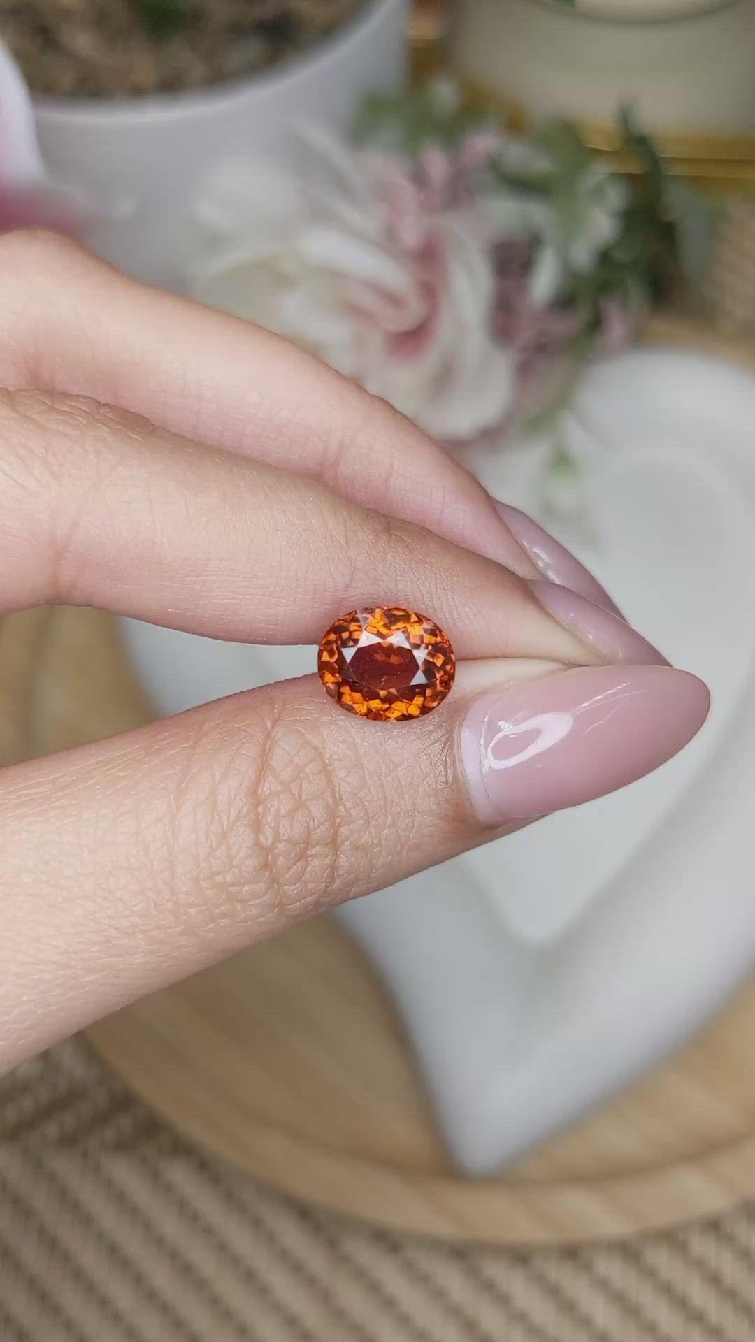 3.29 Ct. Reddish Orange Hessonite Garnet from Madagascar Size Video