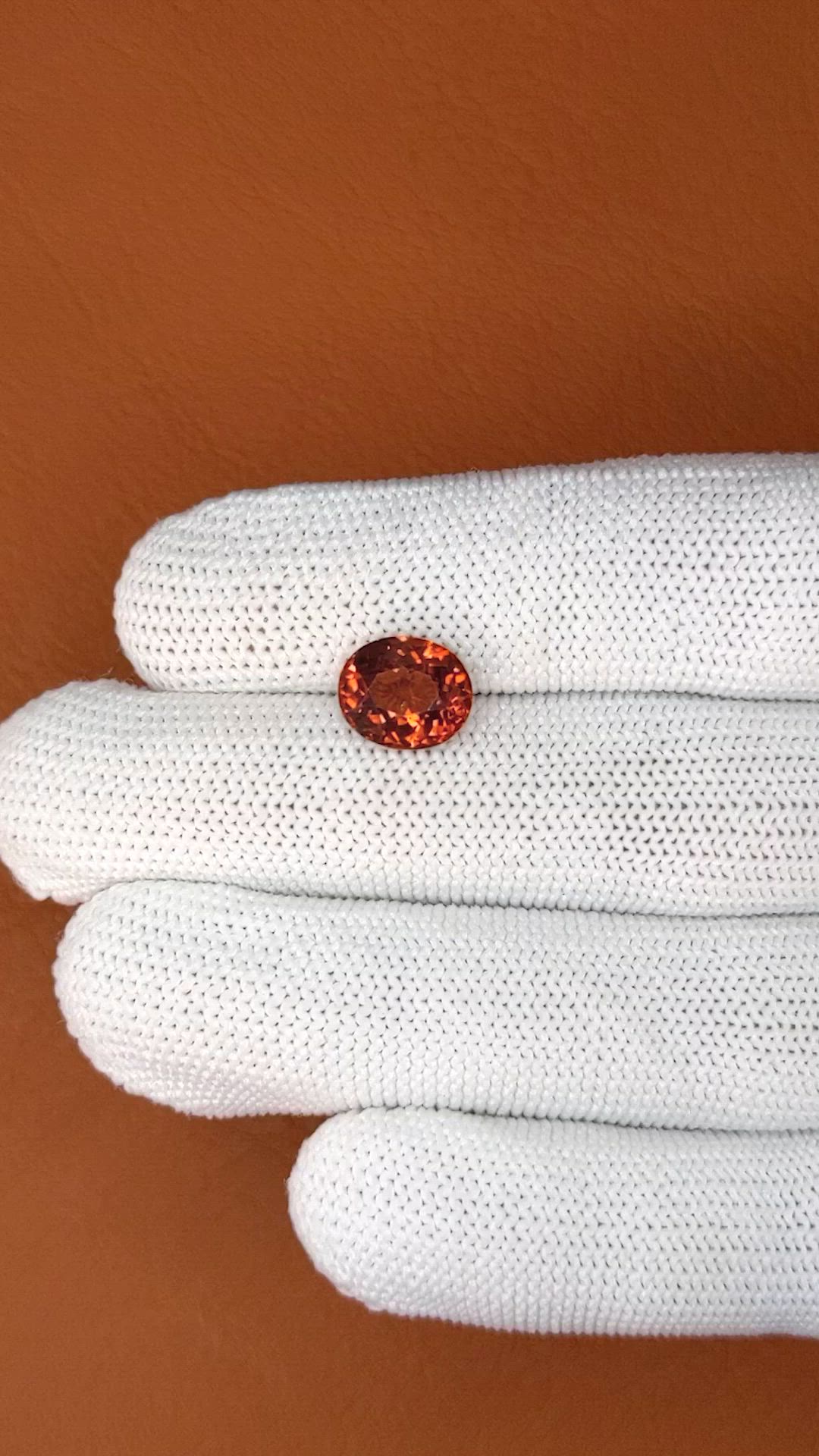 3.29 Ct. Reddish Orange Hessonite Garnet from Madagascar Size Video