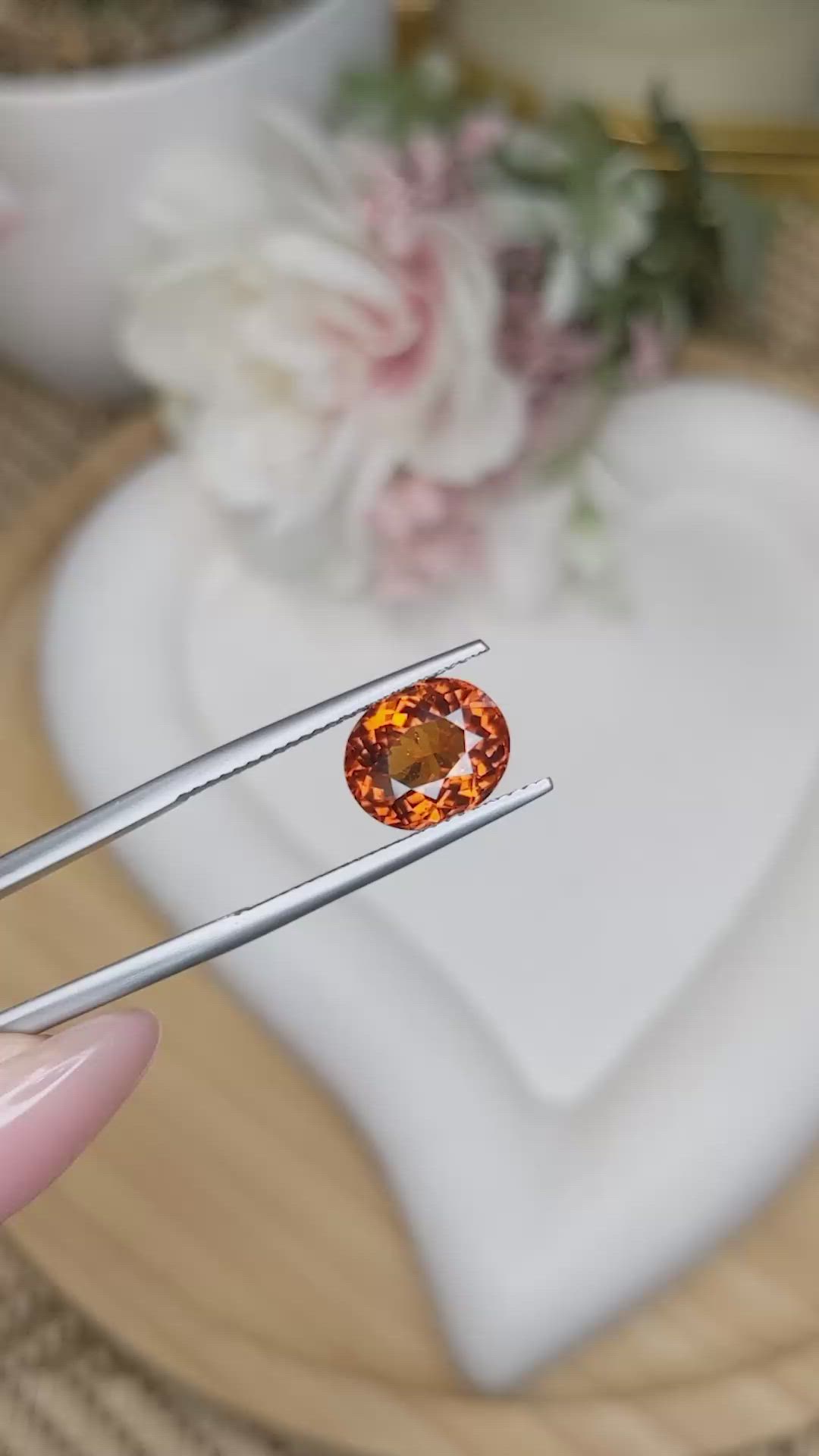 3.29 Ct. Reddish Orange Hessonite Garnet from Madagascar Size Video