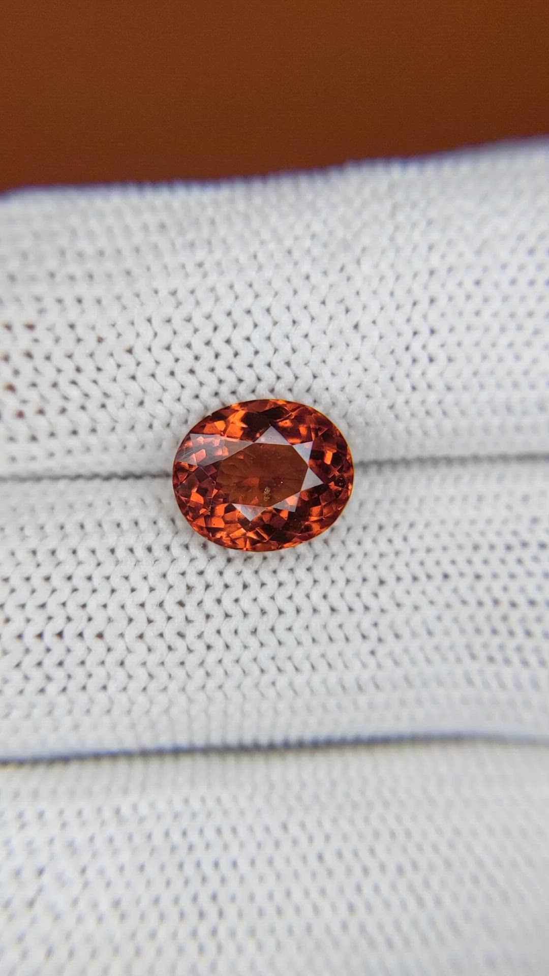 3.29 Ct. Reddish Orange Hessonite Garnet from Madagascar Size Video