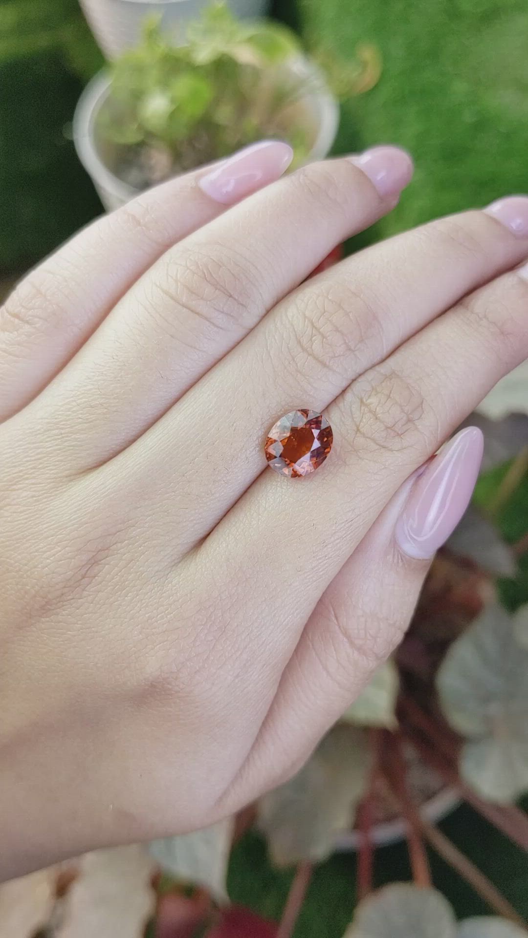 3.29 Ct. Reddish Orange Hessonite Garnet from Madagascar Size Video
