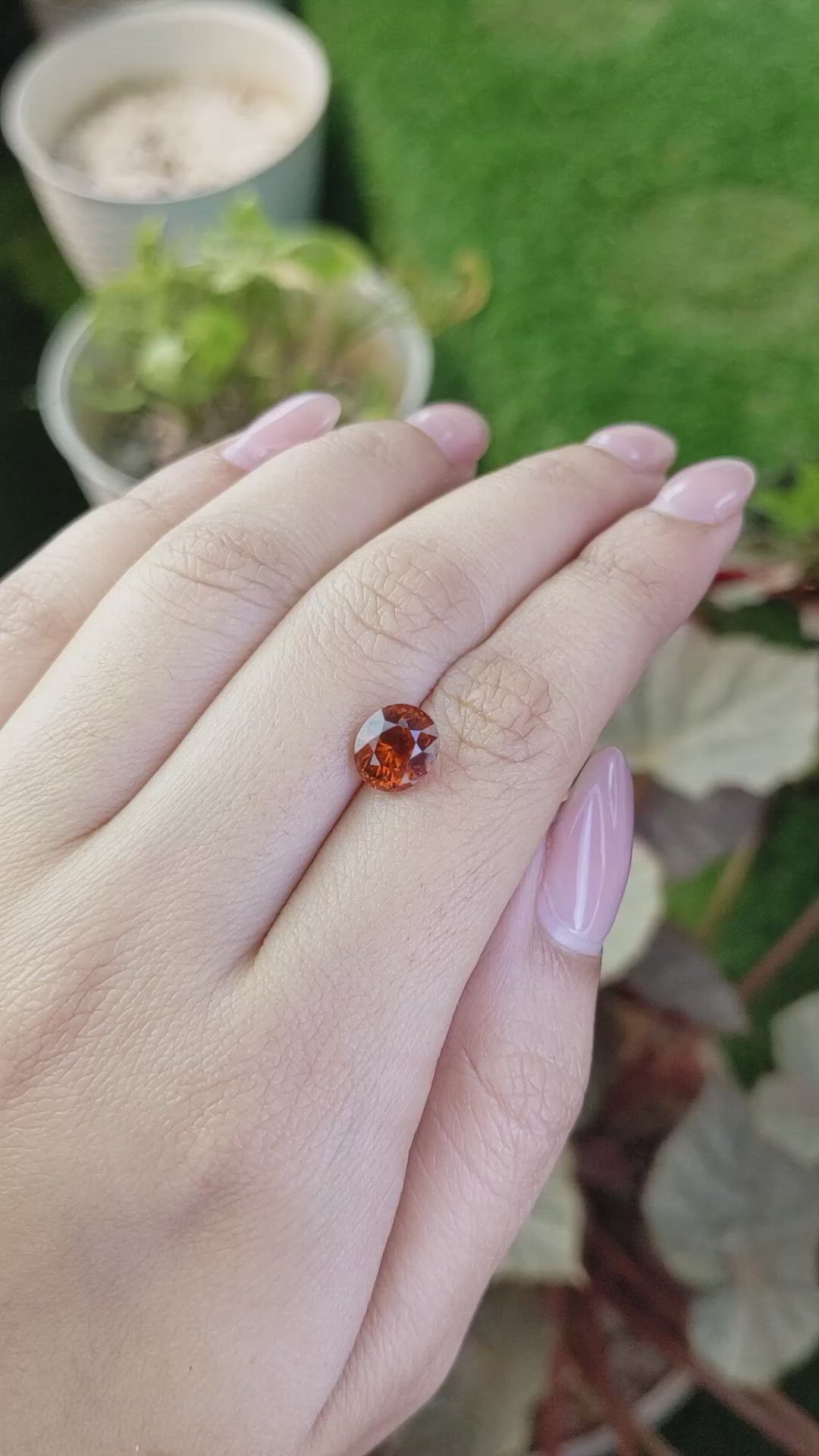 2.57 Ct. Reddish Orange Hessonite Garnet from Madagascar Size Video