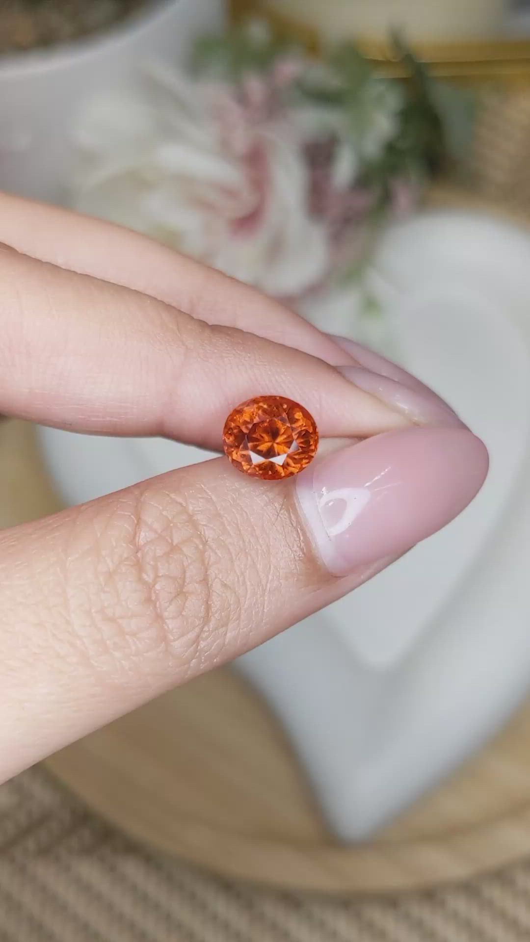 2.57 Ct. Reddish Orange Hessonite Garnet from Madagascar Size Video
