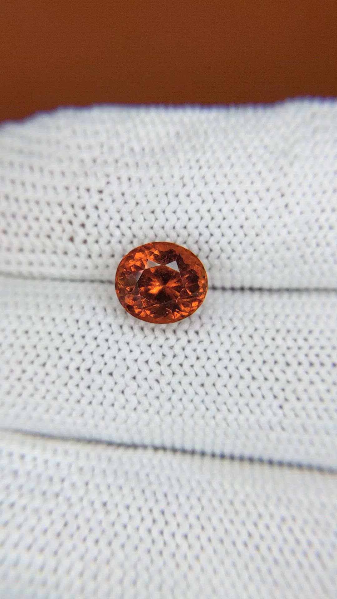2.57 Ct. Reddish Orange Hessonite Garnet from Madagascar Size Video