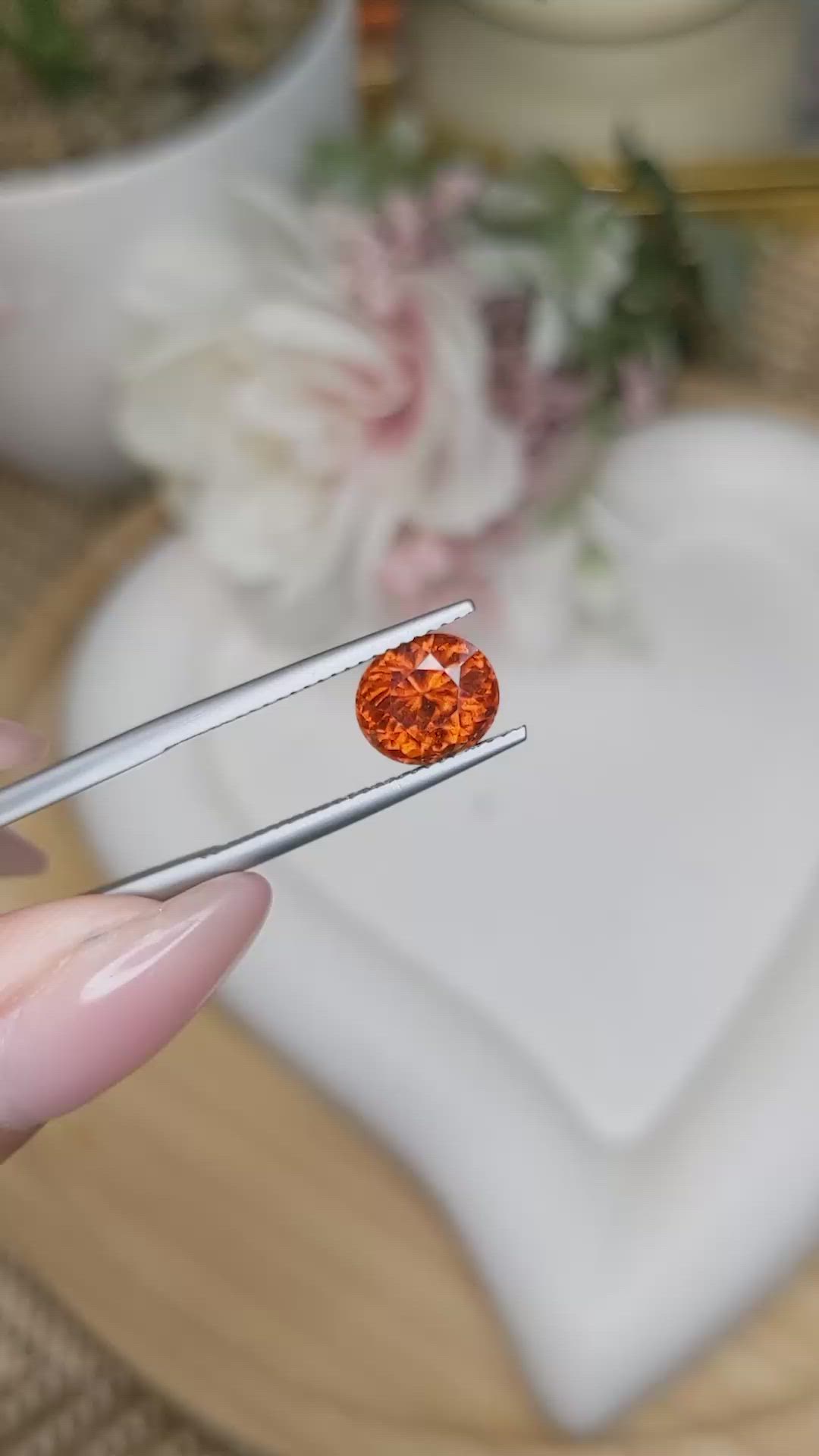 2.57 Ct. Reddish Orange Hessonite Garnet from Madagascar Size Video
