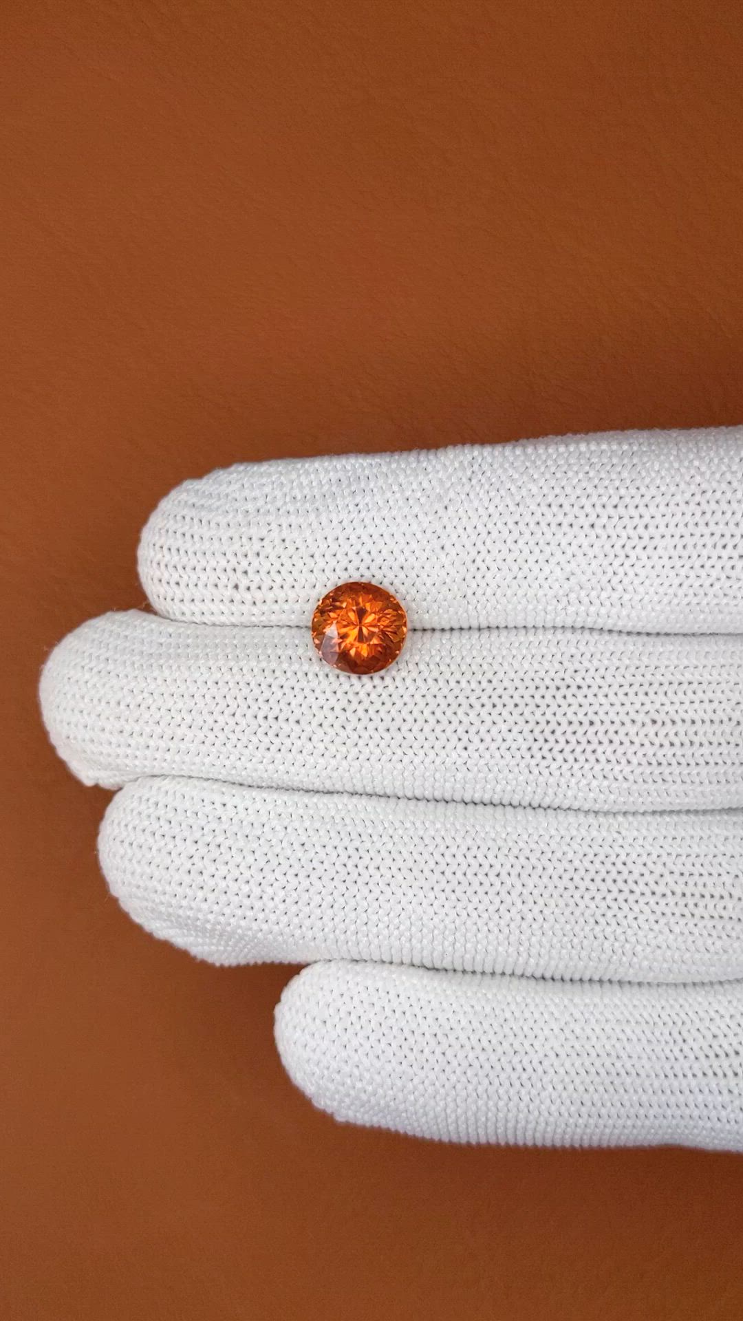 3.11 Ct. Reddish Orange Hessonite Garnet from Madagascar Size Video