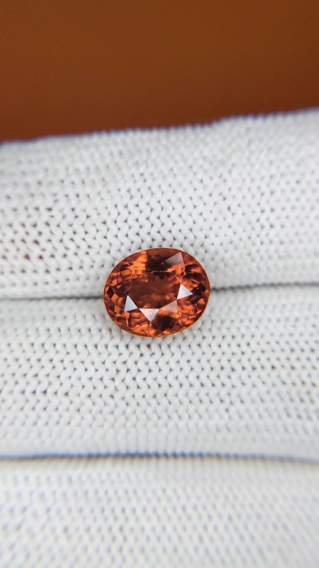 3.77 Ct. Reddish Orange Hessonite Garnet from Madagascar Size Video