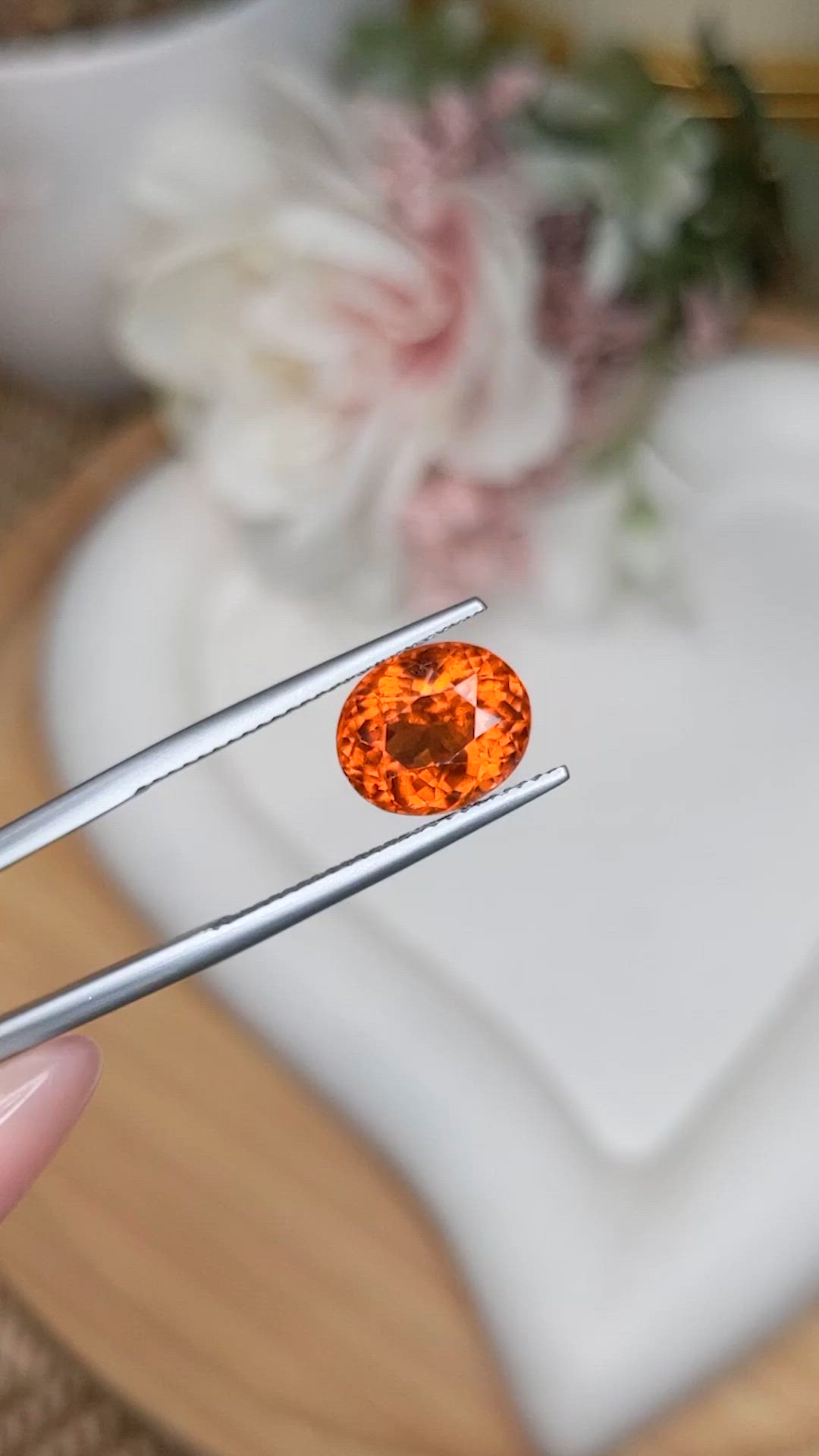 3.77 Ct. Reddish Orange Hessonite Garnet from Madagascar Size Video