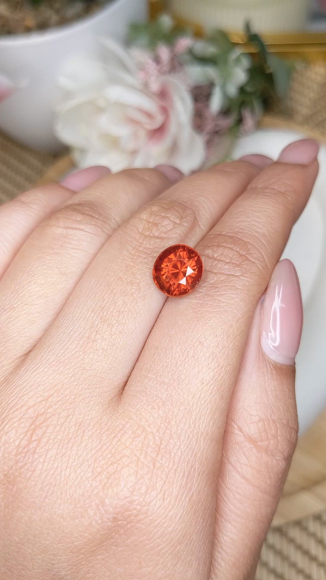 4.63 Ct. Reddish Orange Hessonite Garnet from Madagascar Size Video