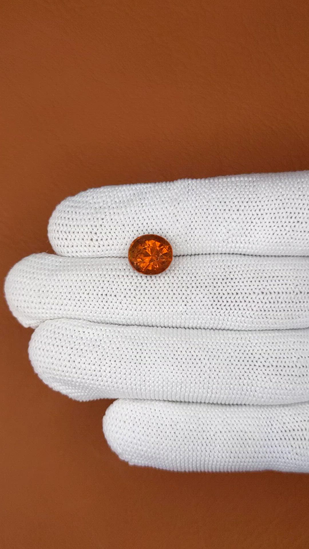 4.63 Ct. Reddish Orange Hessonite Garnet from Madagascar Size Video