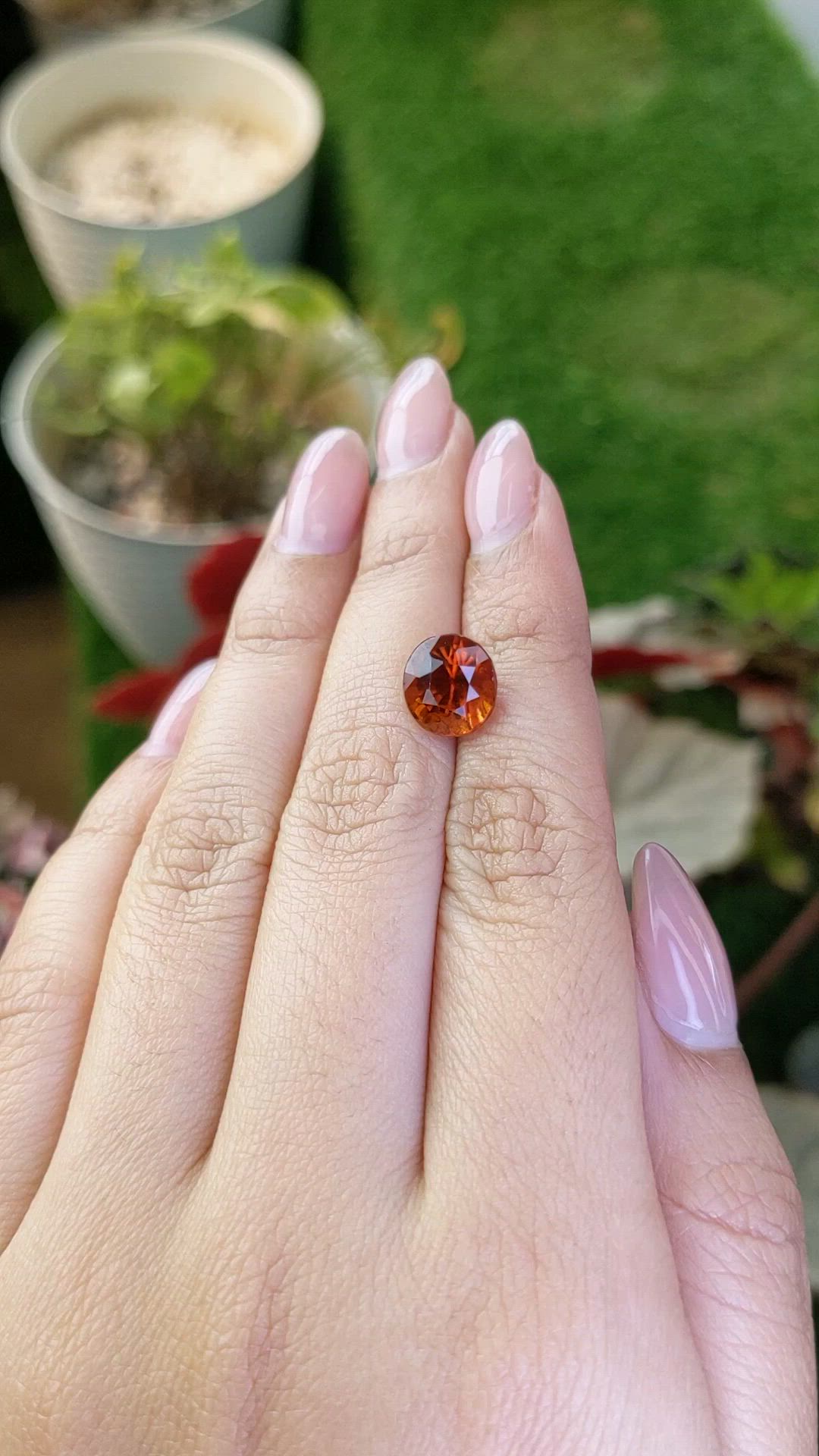 4.63 Ct. Reddish Orange Hessonite Garnet from Madagascar Size Video