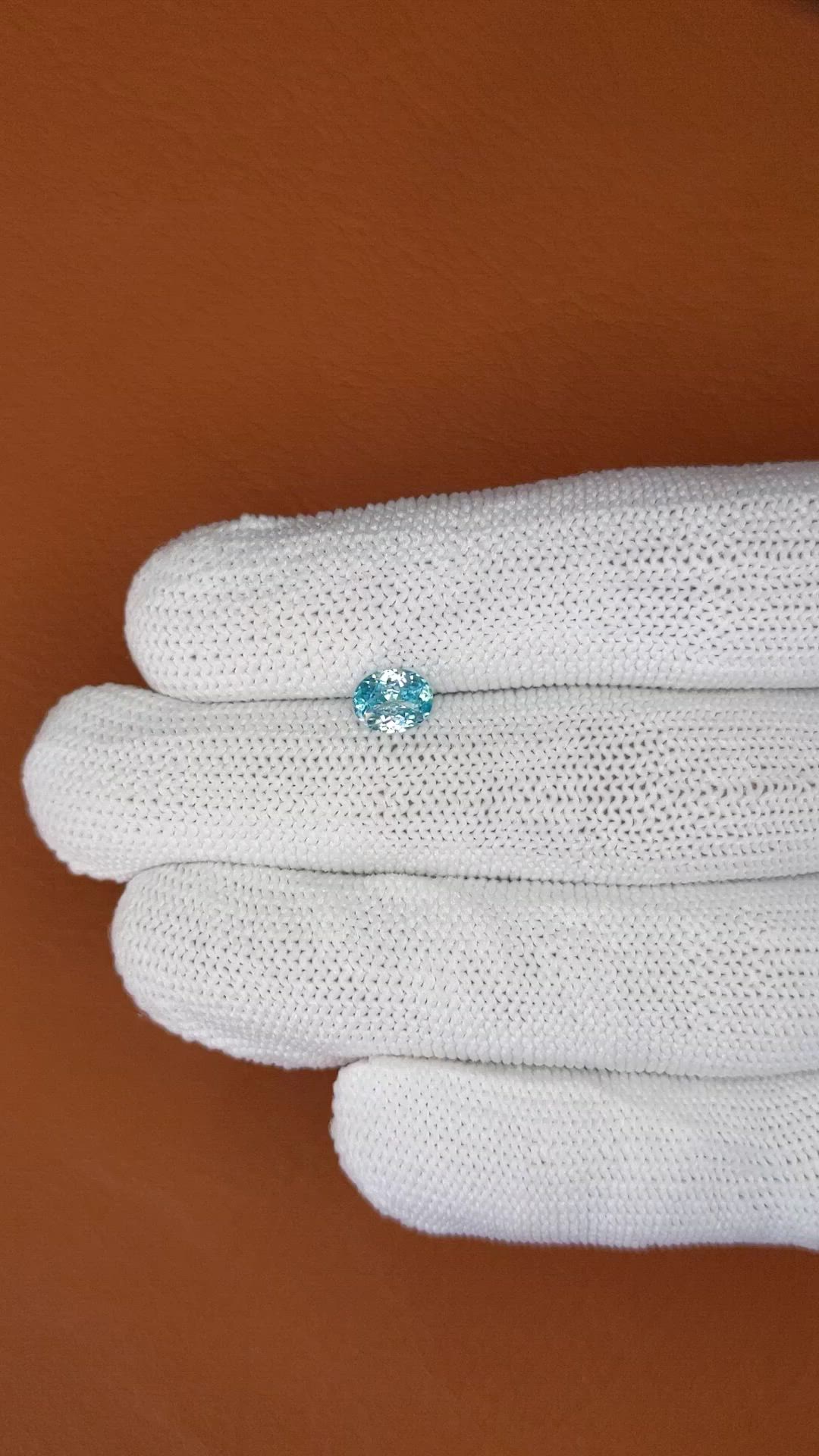 1.19 Ct. Blue Zircon from Ceylon (Sri Lanka) Size Video