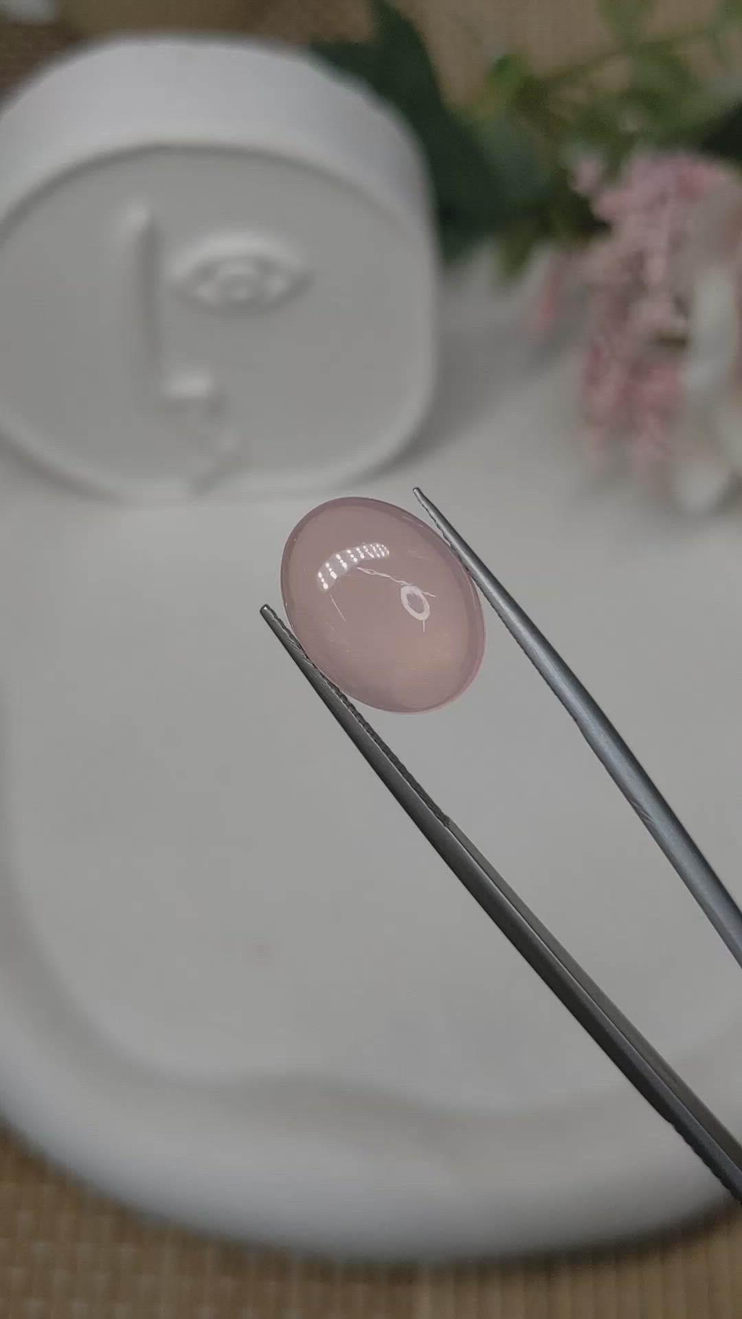 9.34 Ct. Pink Cabochon Rose Quartz from Brazil Size Video