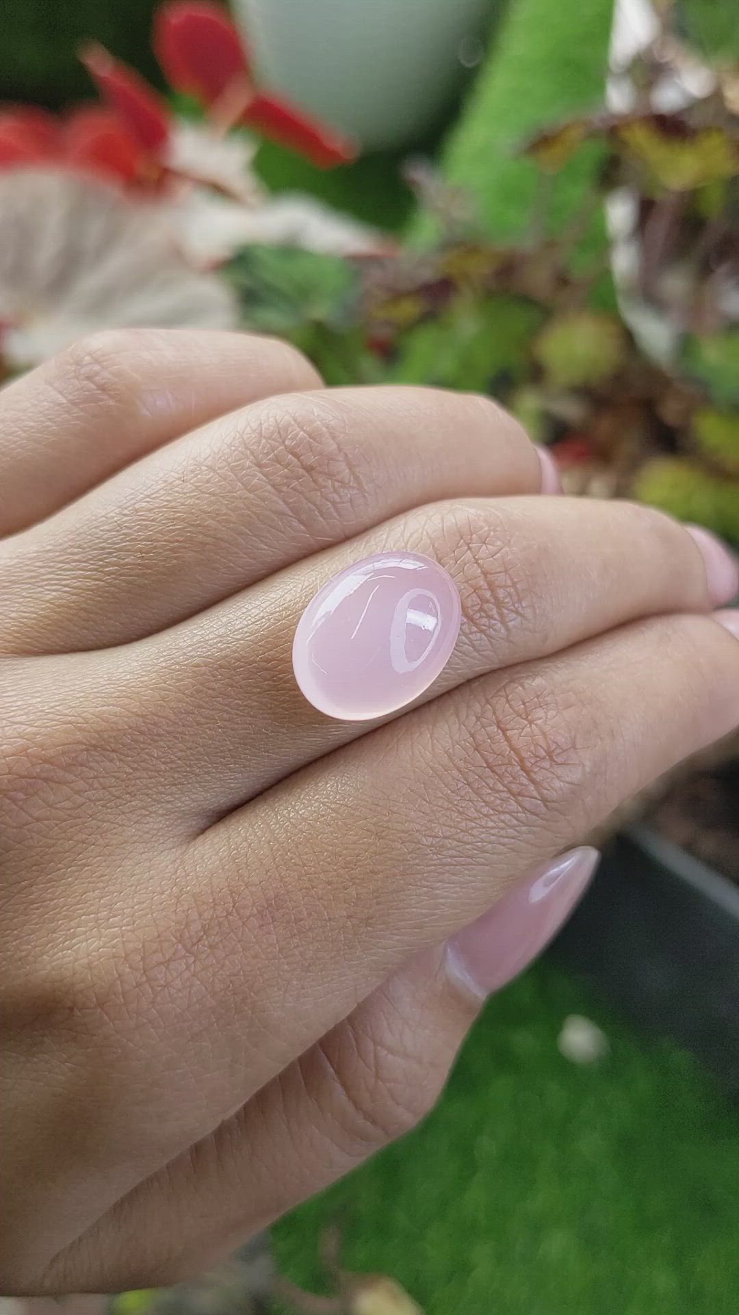 9.34 Ct. Pink Cabochon Rose Quartz from Brazil Size Video