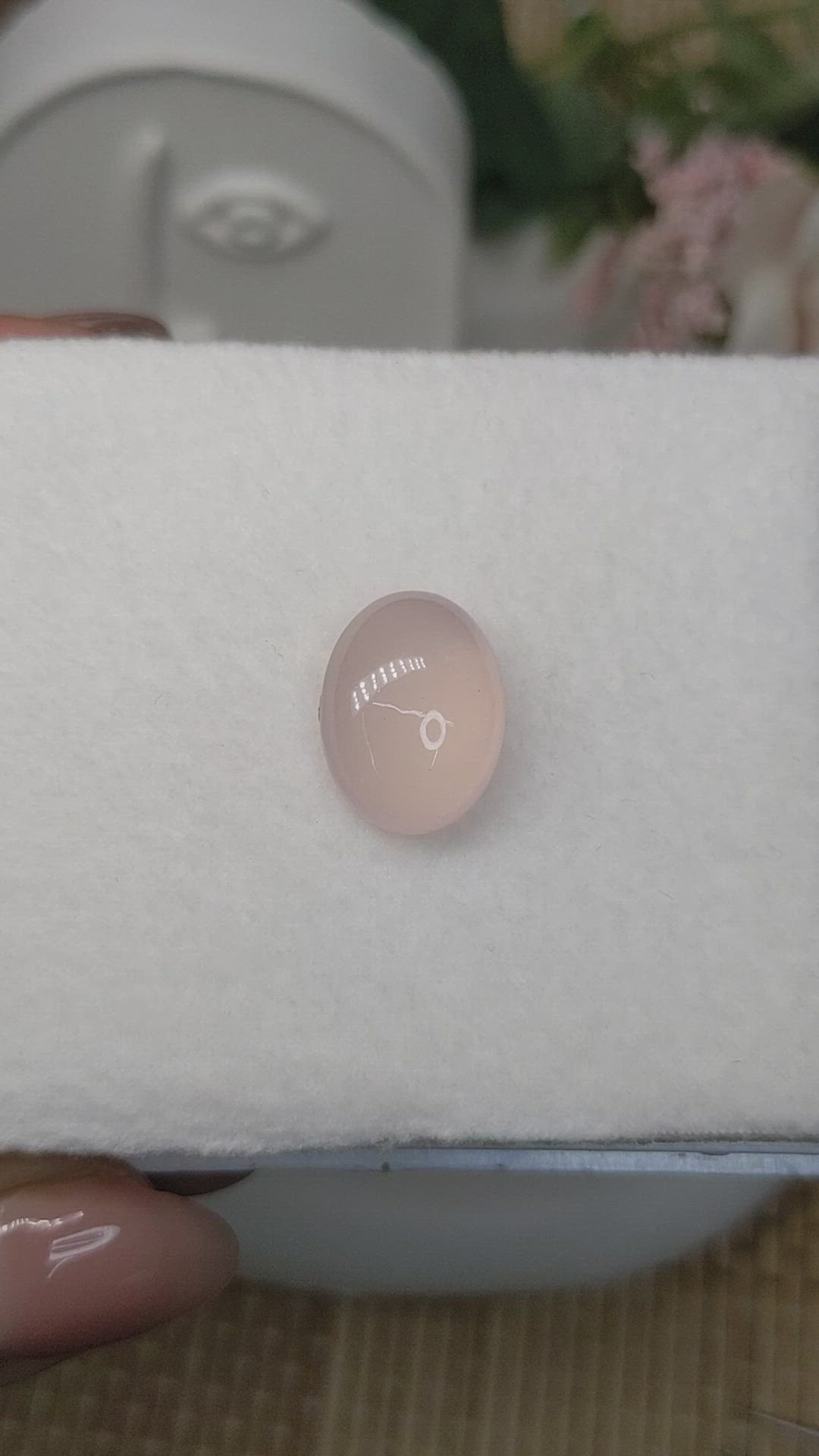 9.34 Ct. Pink Cabochon Rose Quartz from Brazil Size Video