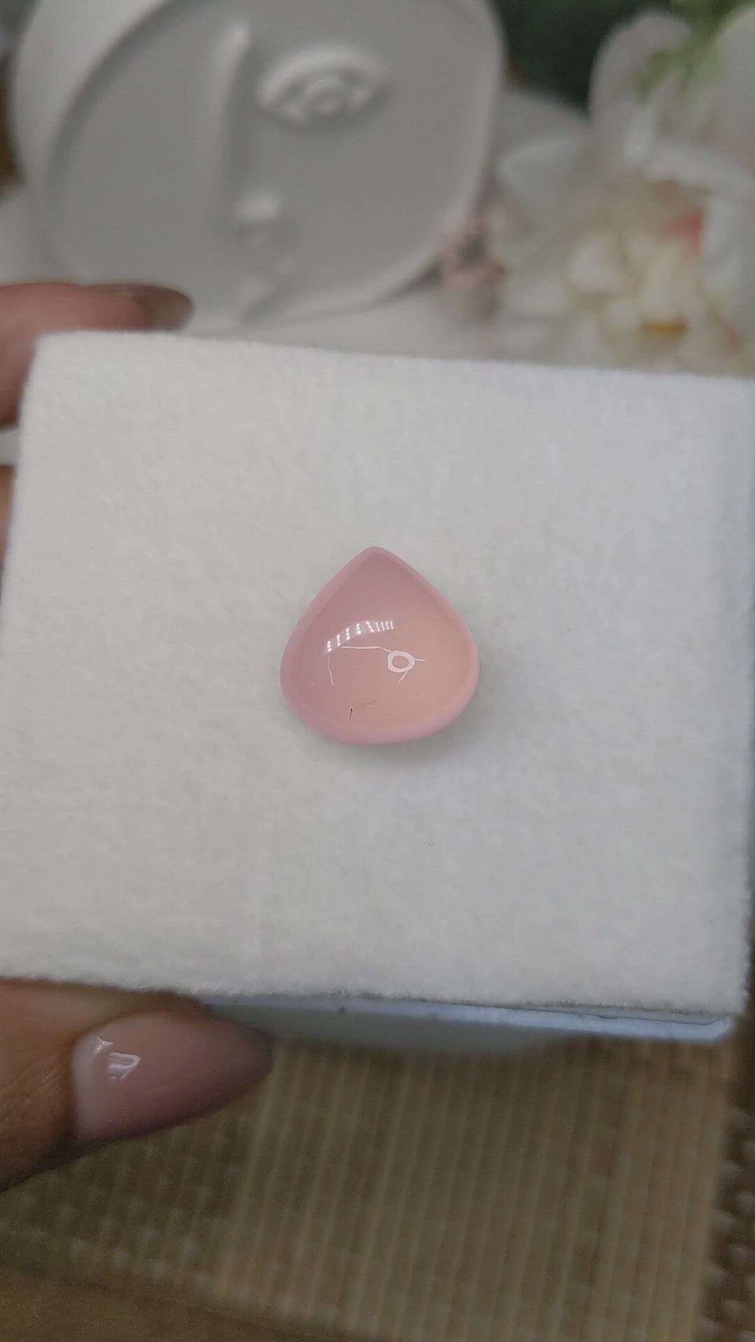 16.56 Ct. Pink Cabochon Rose Quartz from Brazil Size Video