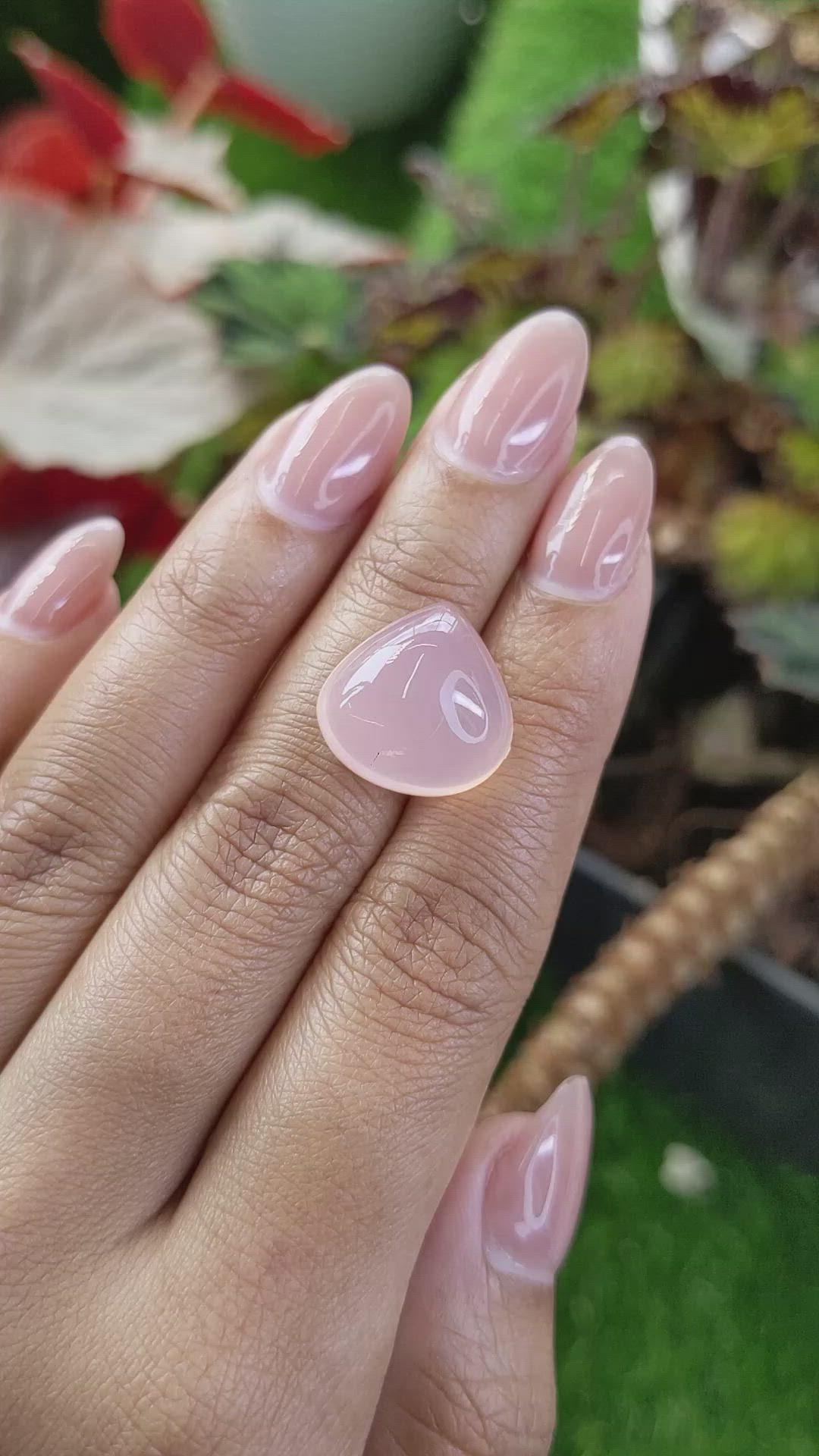 16.56 Ct. Pink Cabochon Rose Quartz from Brazil Size Video