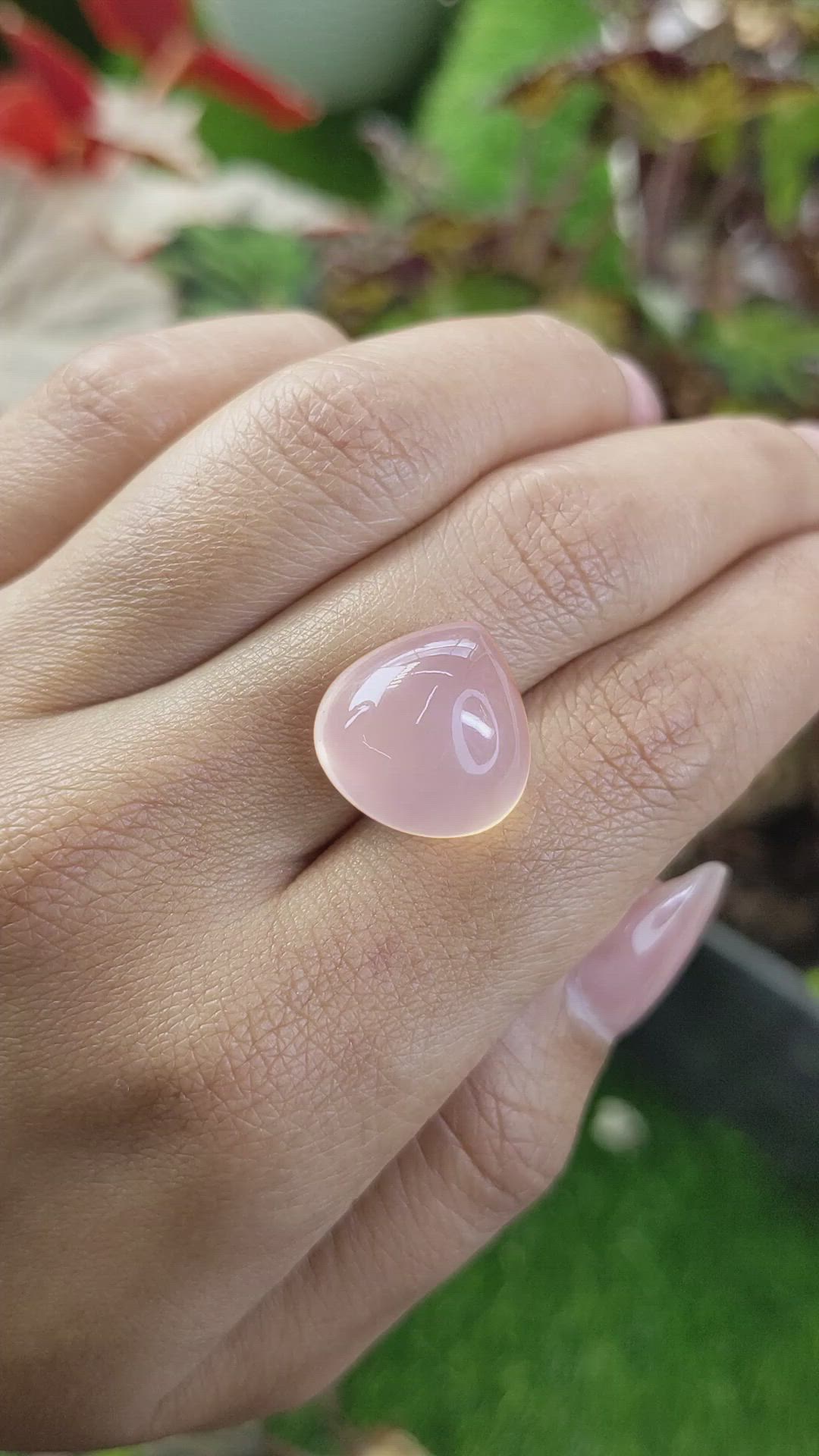 16.20 Ct. Pink Cabochon Rose Quartz from Brazil Size Video