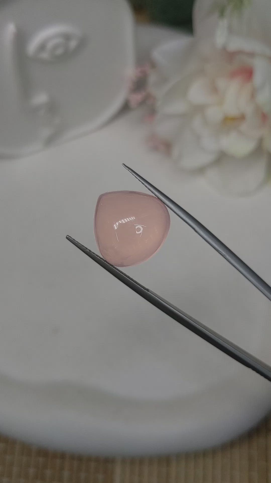 16.20 Ct. Pink Cabochon Rose Quartz from Brazil Size Video