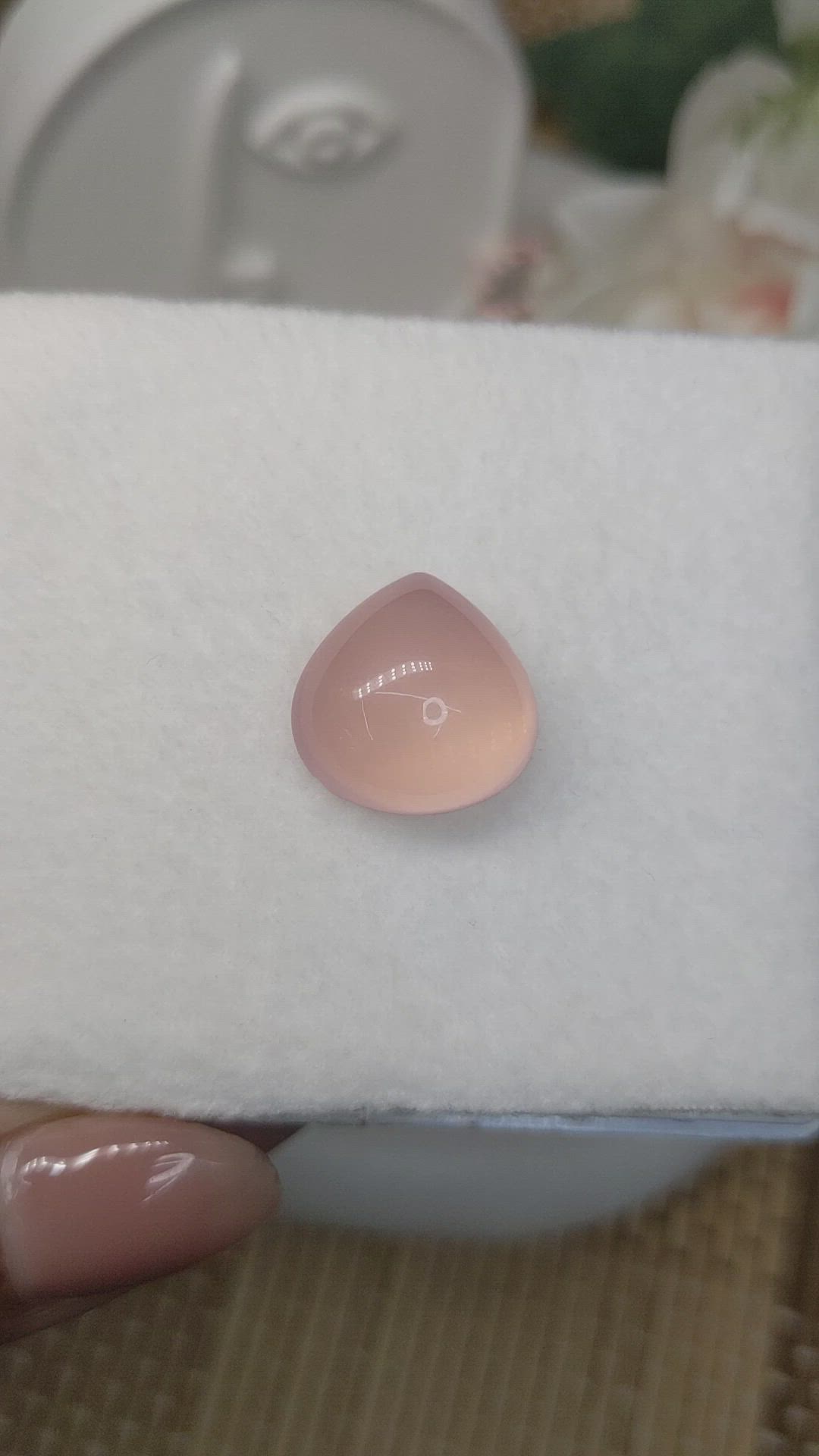 16.20 Ct. Pink Cabochon Rose Quartz from Brazil Size Video