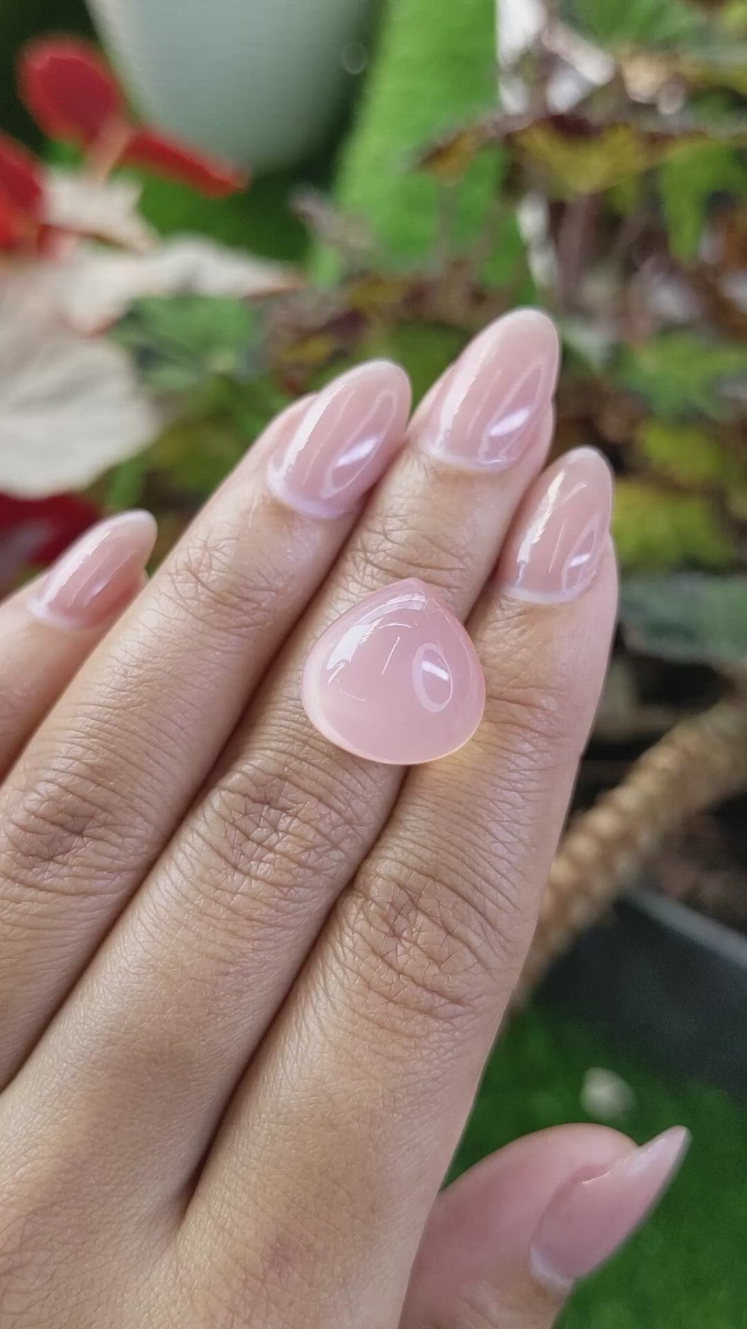 16.20 Ct. Pink Cabochon Rose Quartz from Brazil Size Video