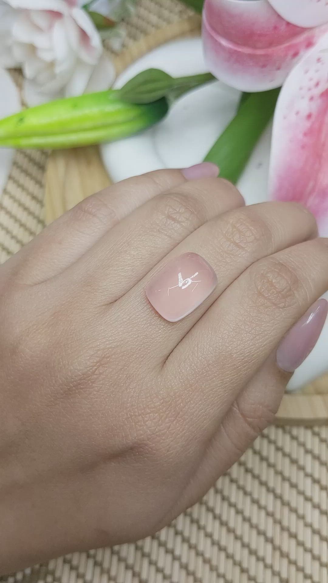 12.70 Ct. Pink Cabochon Rose Quartz from Brazil Size Video