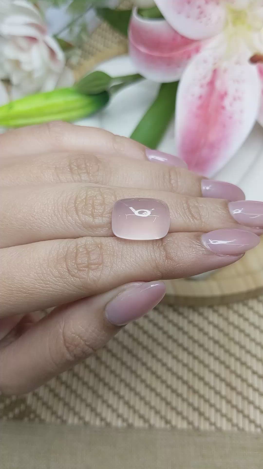 12.70 Ct. Pink Cabochon Rose Quartz from Brazil Size Video