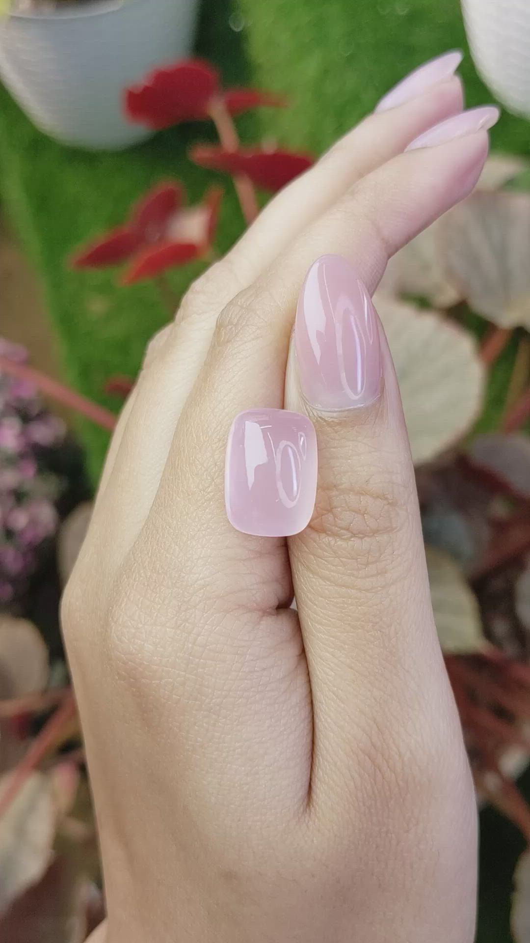 12.70 Ct. Pink Cabochon Rose Quartz from Brazil Size Video