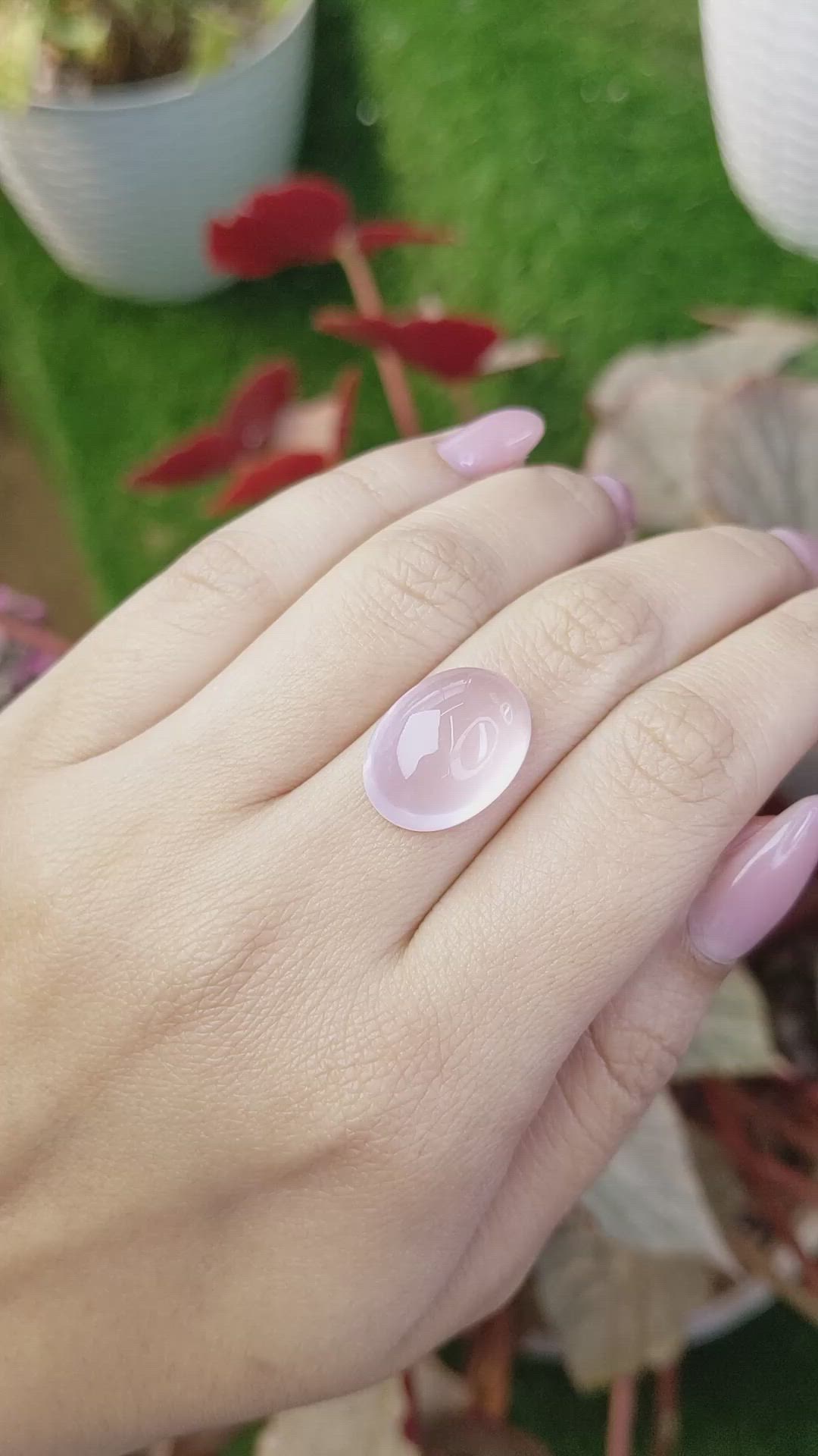 13.21 Ct. Pink Cabochon Rose Quartz from Brazil Size Video