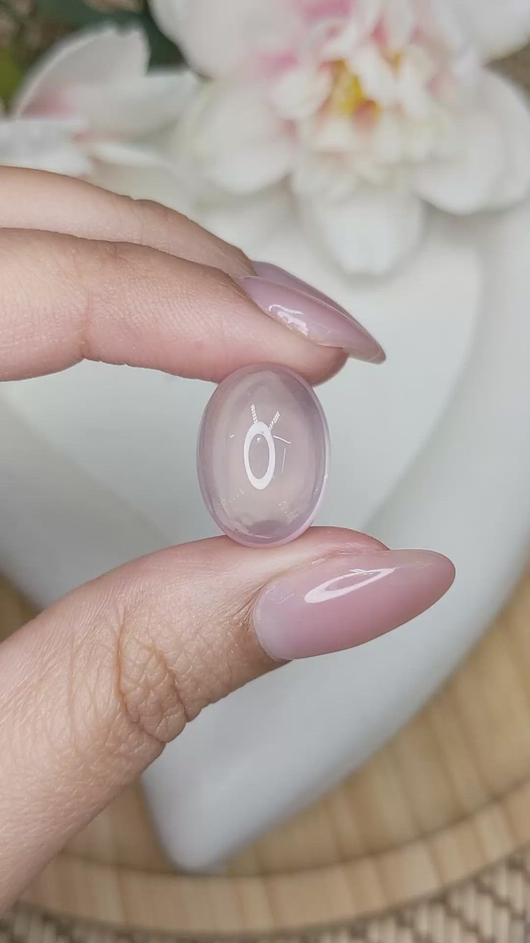 13.21 Ct. Pink Cabochon Rose Quartz from Brazil Size Video