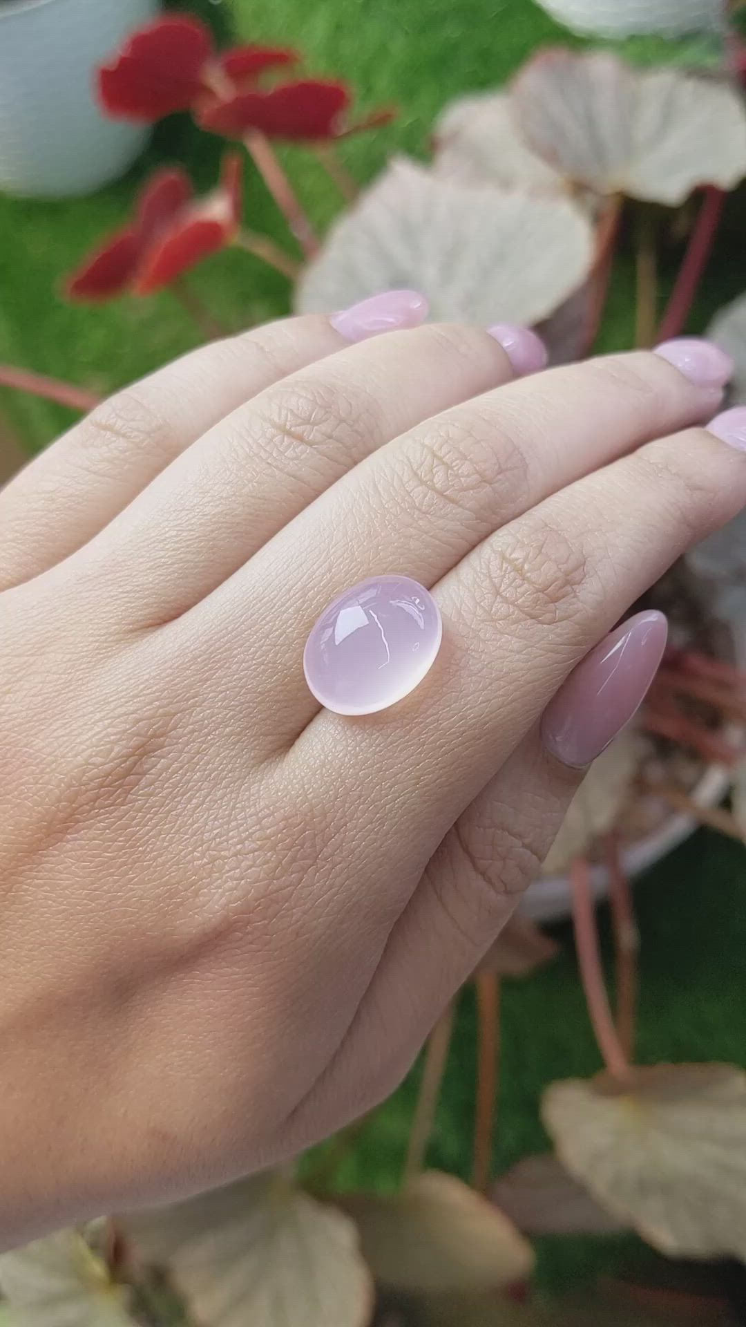 11.03 Ct. Pink Cabochon Rose Quartz from Brazil Size Video
