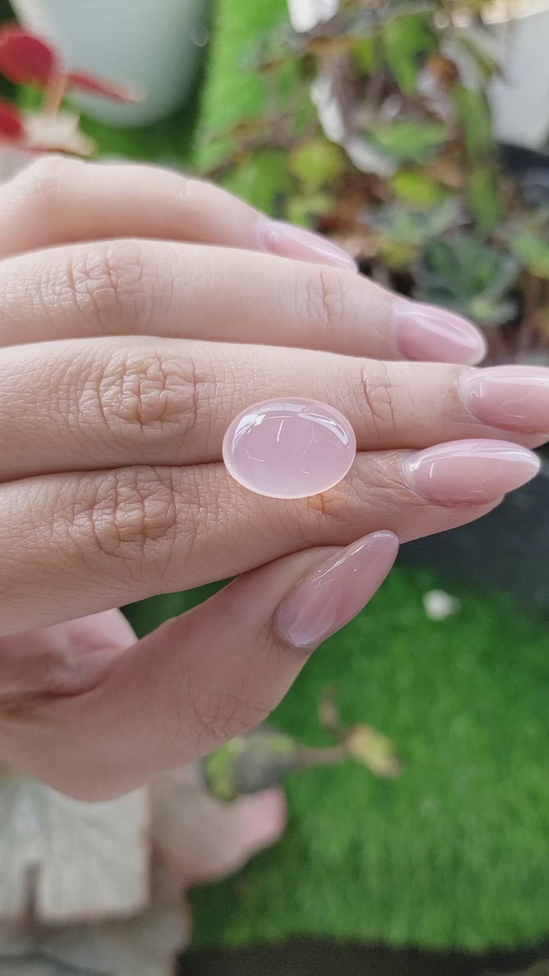 11.03 Ct. Pink Cabochon Rose Quartz from Brazil Size Video
