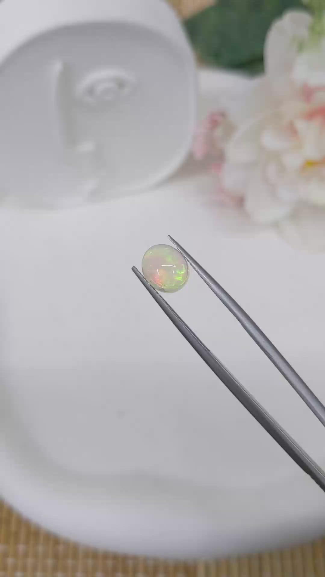 1.77 Ct. Multi Color Cabochon Fire Opal (Flame Opal) from Ethiopia Size Video
