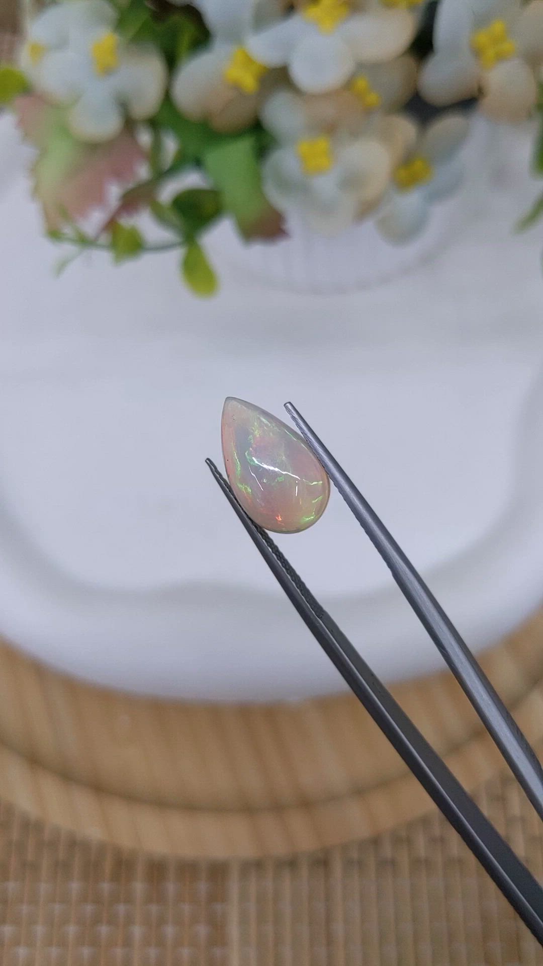 3.83 Ct. Multi Color Cabochon Fire Opal (Flame Opal) from Ethiopia Size Video