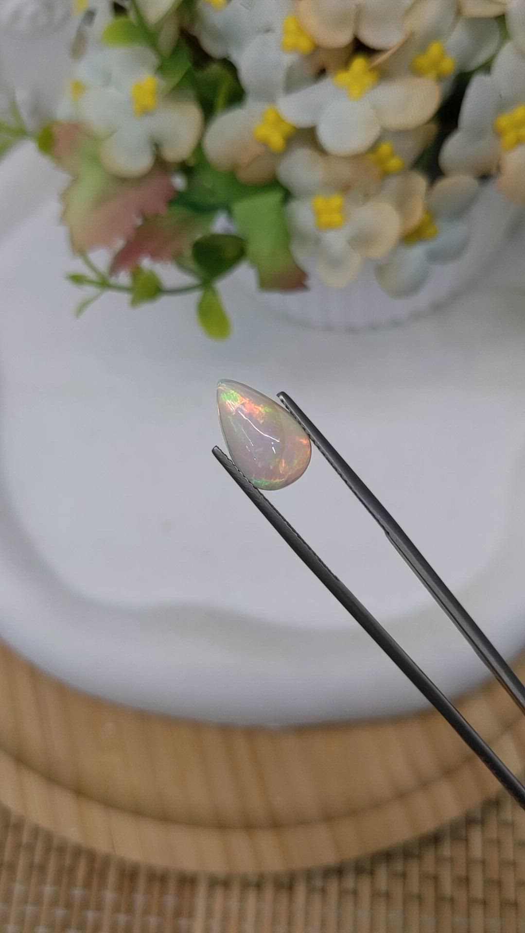 2.34 Ct. Multi Color Cabochon Fire Opal (Flame Opal) from Ethiopia Size Video