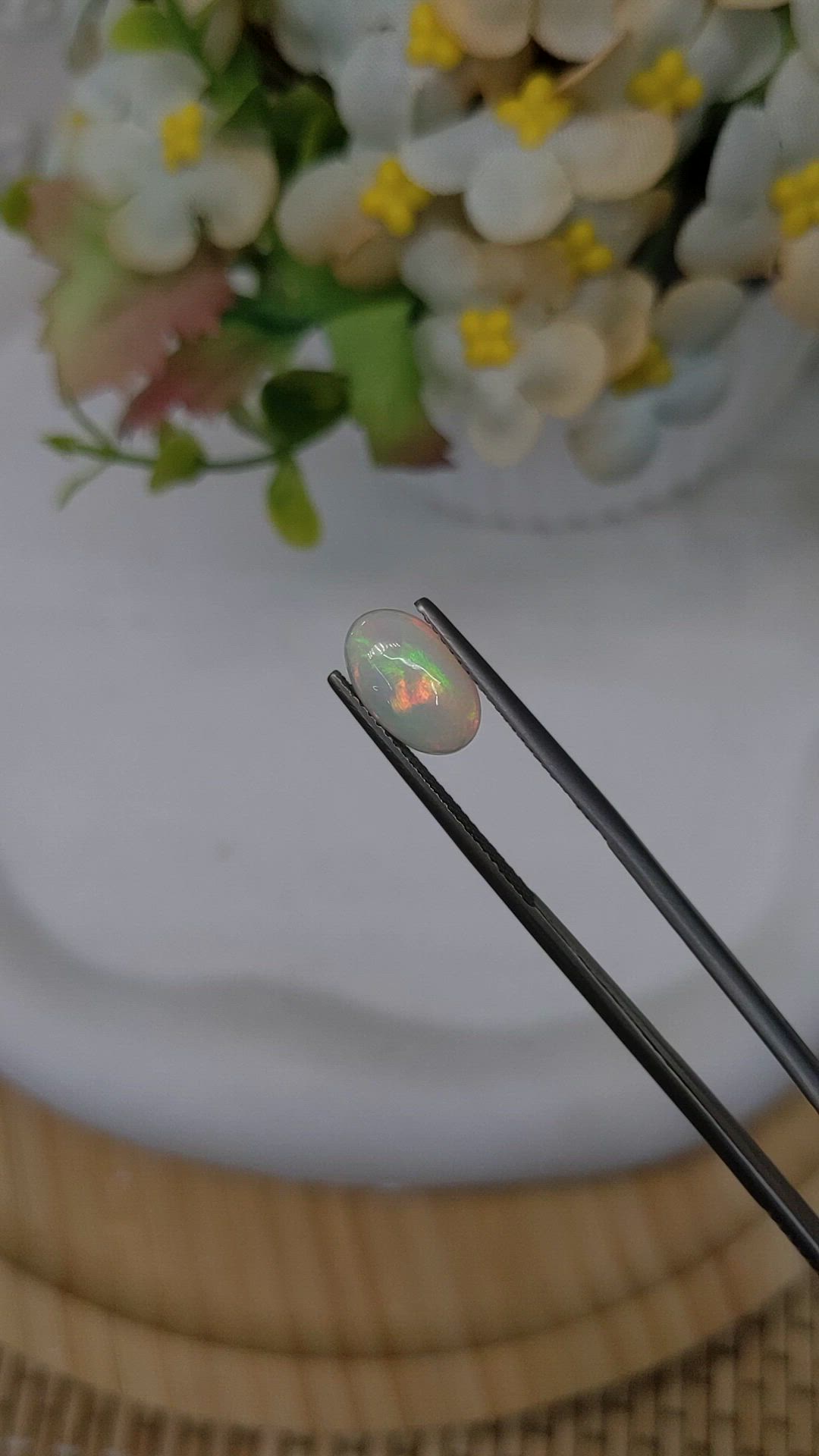 1.55 Ct. Multi Color Cabochon Fire Opal (Flame Opal) from Ethiopia Size Video