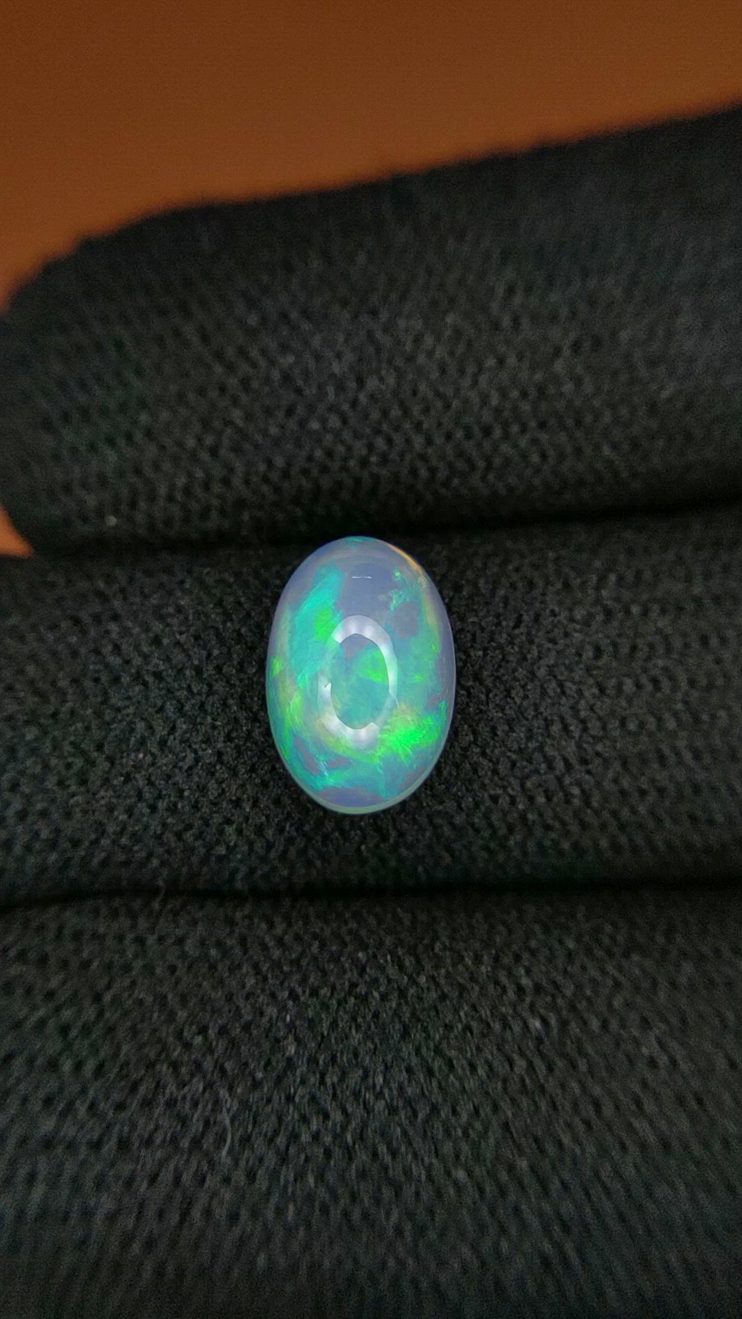 2.51 Ct. Multi Color Cabochon Fire Opal (Flame Opal) from Ethiopia Size Video