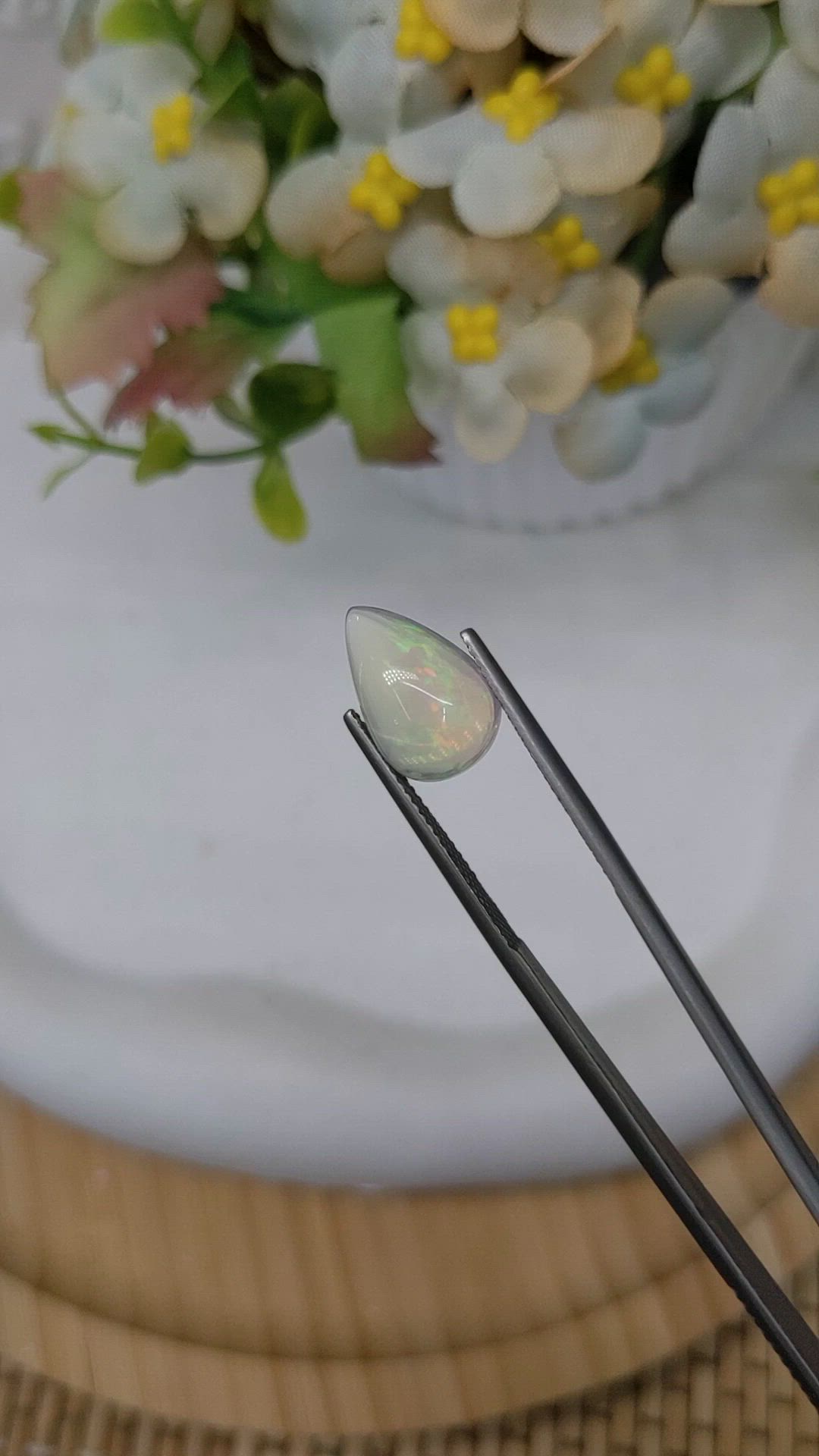 3.37 Ct. Multi Color Cabochon Fire Opal (Flame Opal) from Ethiopia Size Video