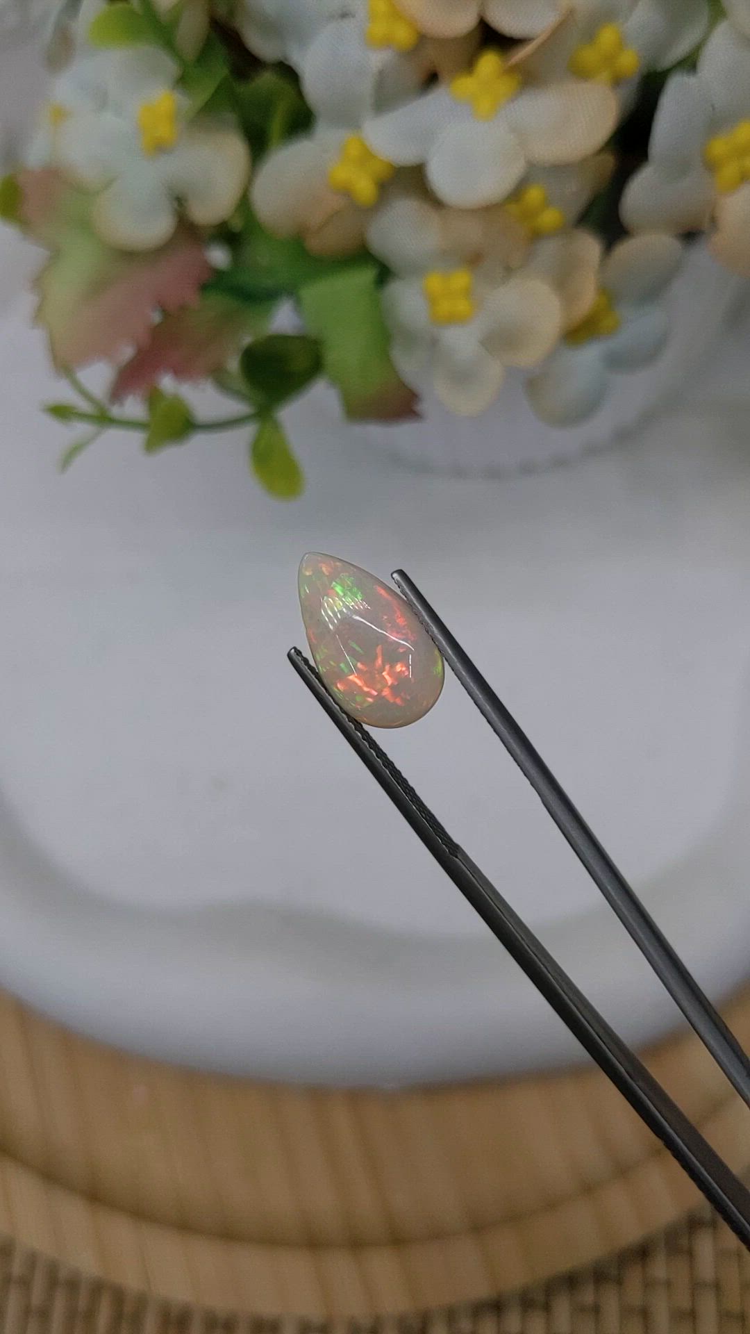 2.50 Ct. Multi Color Cabochon Fire Opal (Flame Opal) from Ethiopia Size Video