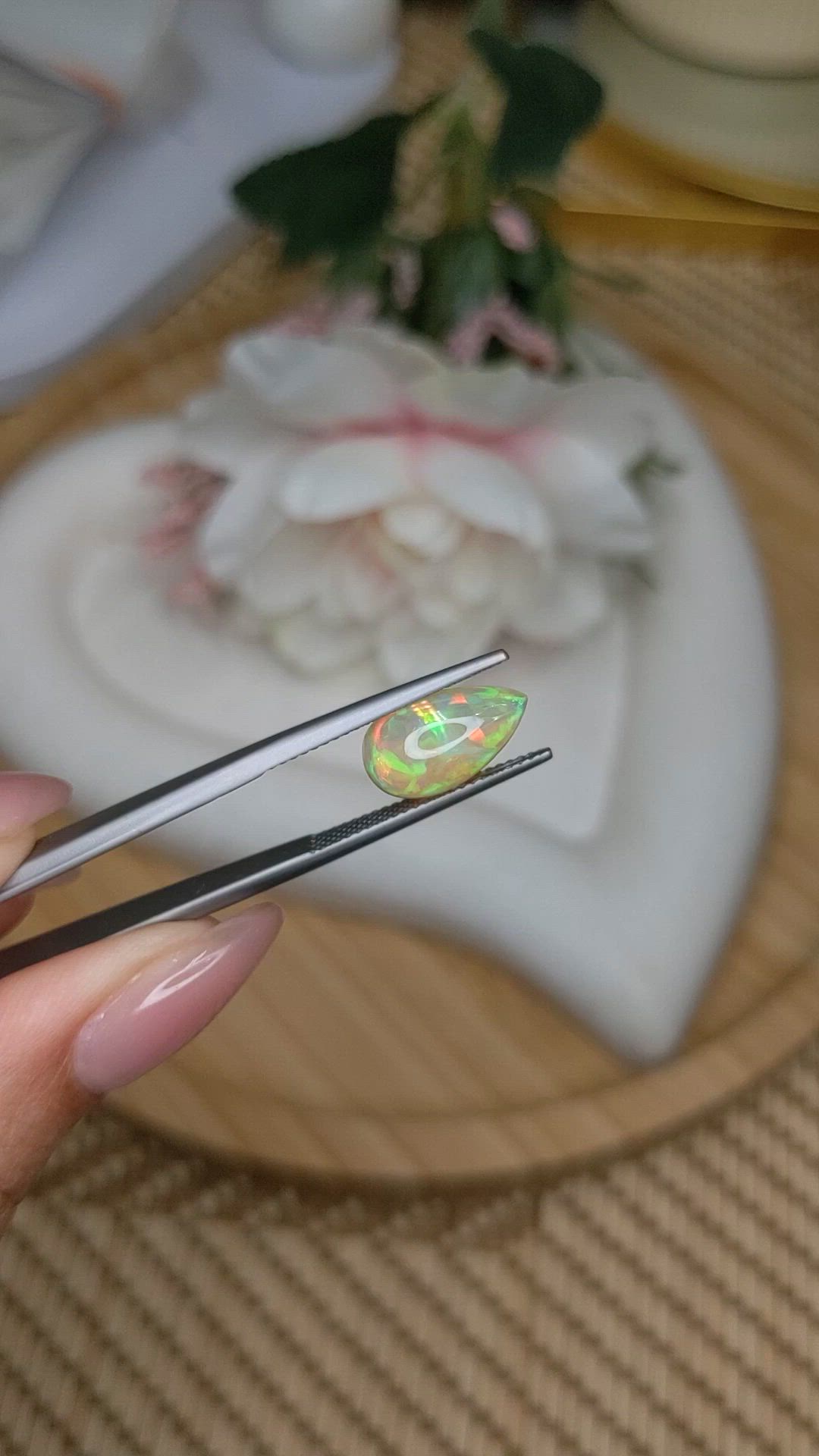 2.38 Ct. Multi Color Cabochon Fire Opal (Flame Opal) from Ethiopia Size Video