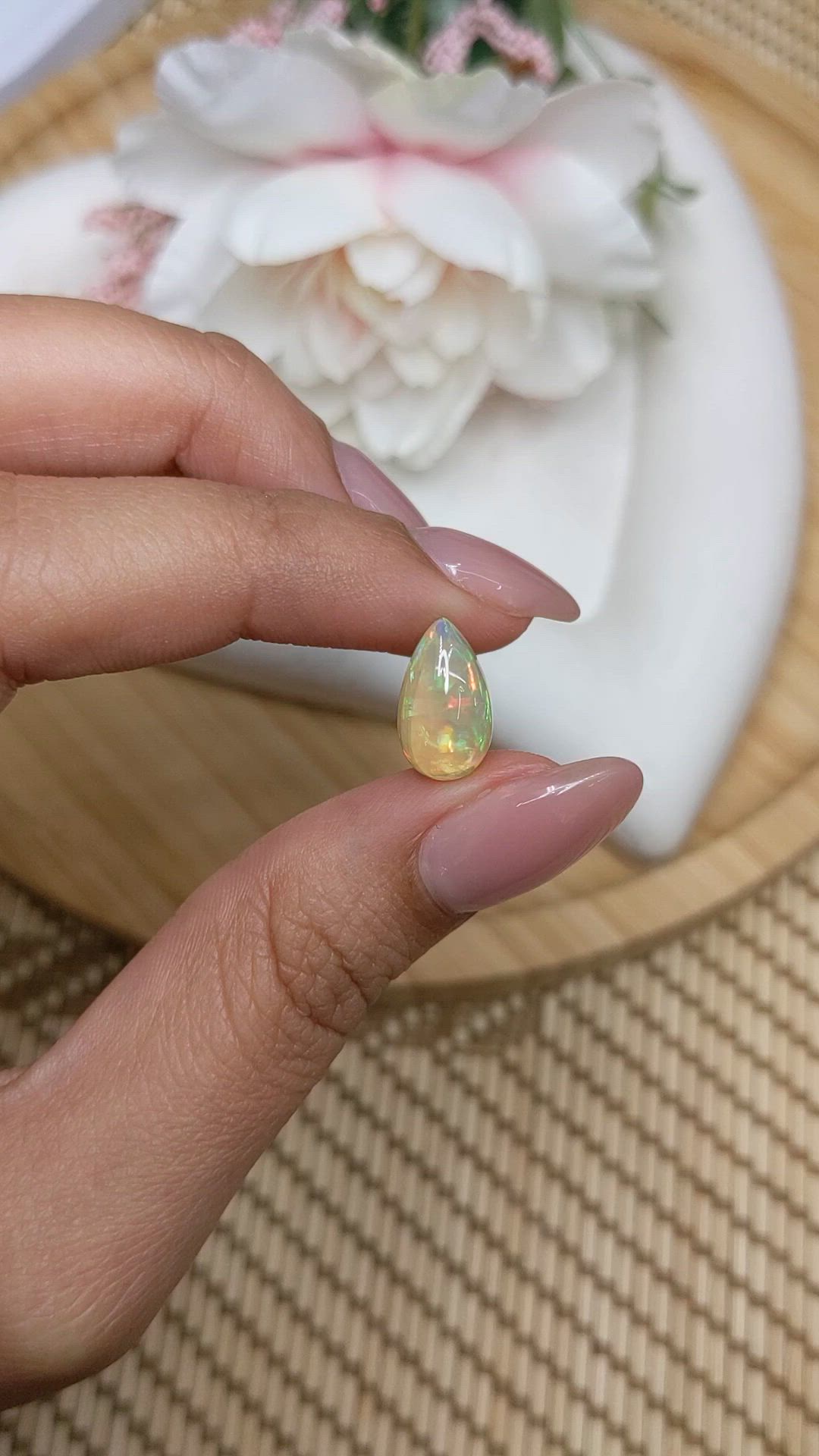 2.38 Ct. Multi Color Cabochon Fire Opal (Flame Opal) from Ethiopia Size Video