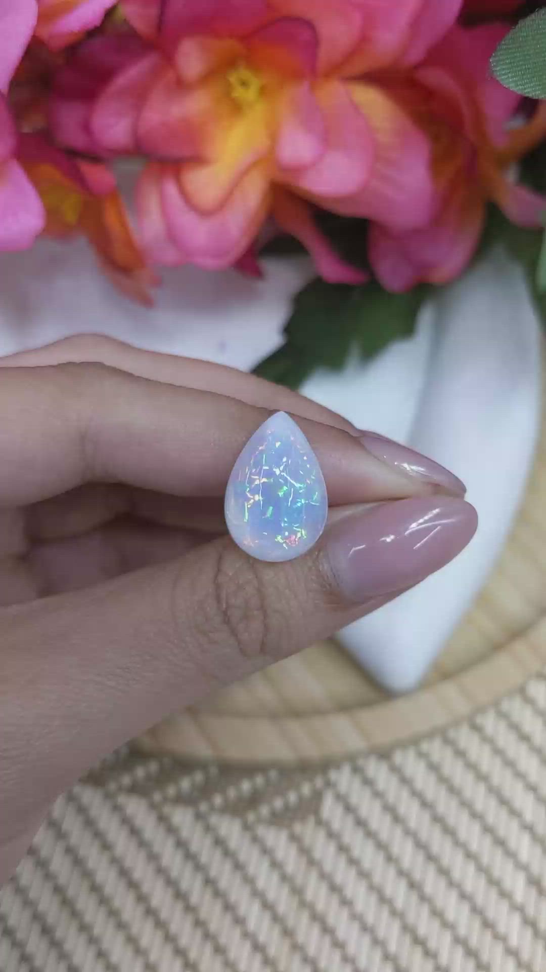 9.87 Ct. Multi Color Cabochon Fire Opal (Flame Opal) from Ethiopia Size Video