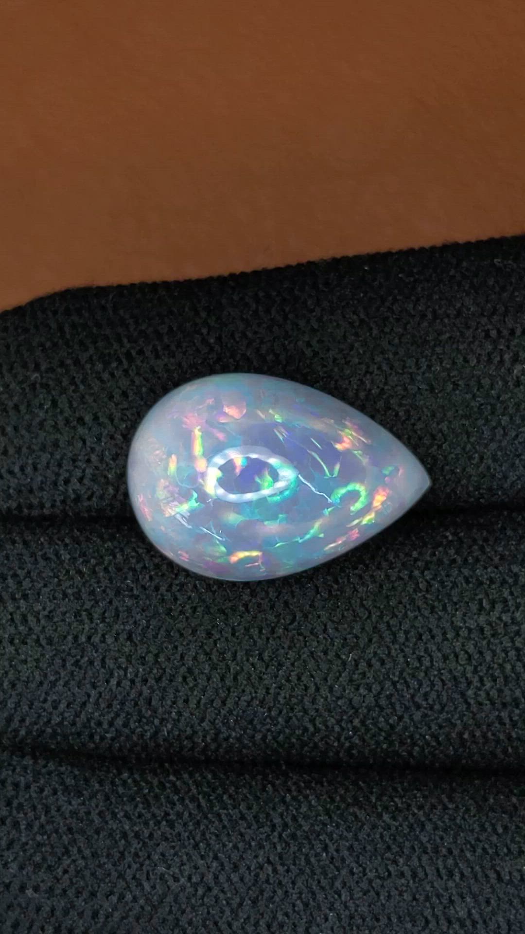 9.87 Ct. Multi Color Cabochon Fire Opal (Flame Opal) from Ethiopia Size Video