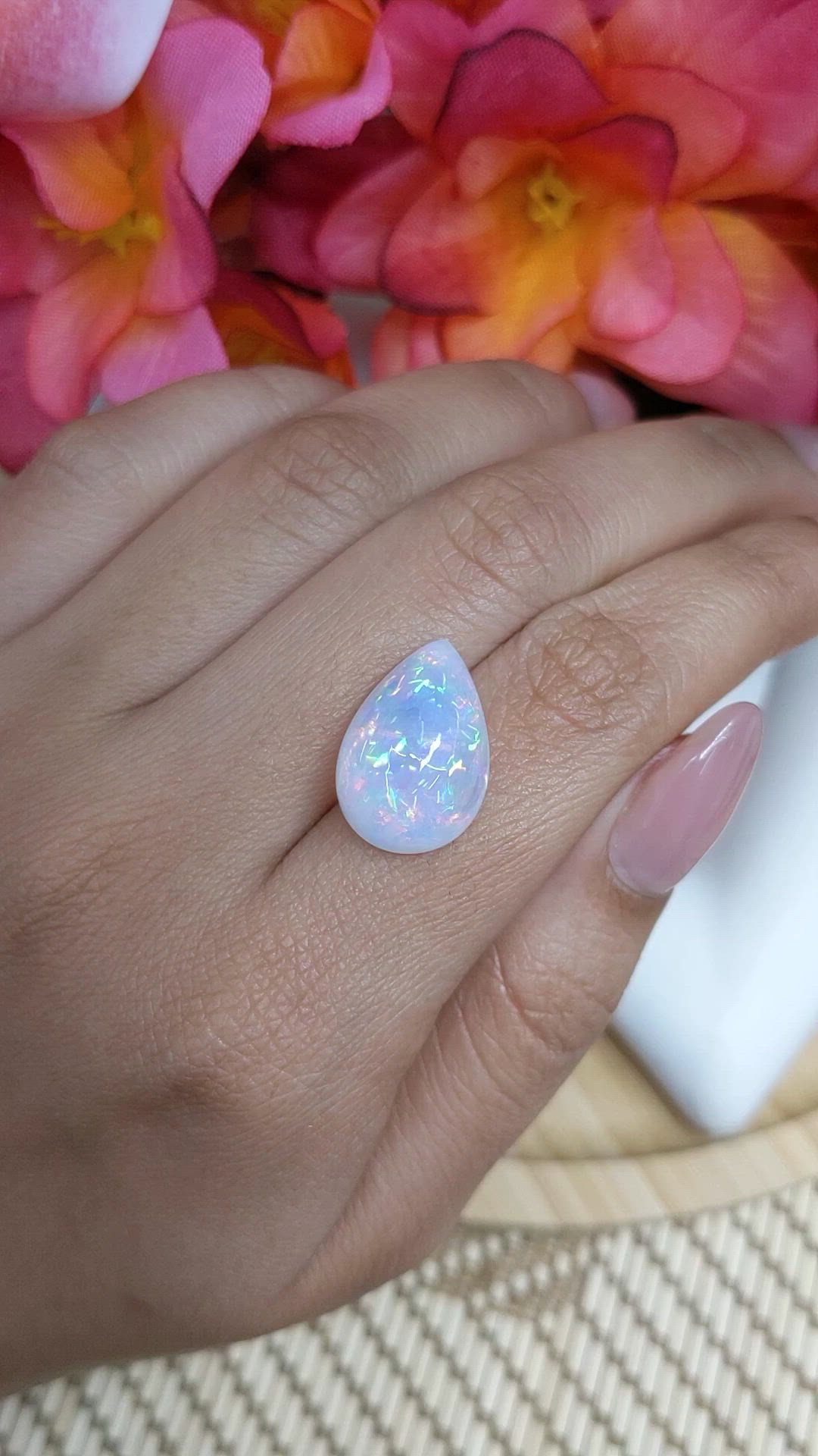 9.87 Ct. Multi Color Cabochon Fire Opal (Flame Opal) from Ethiopia Size Video