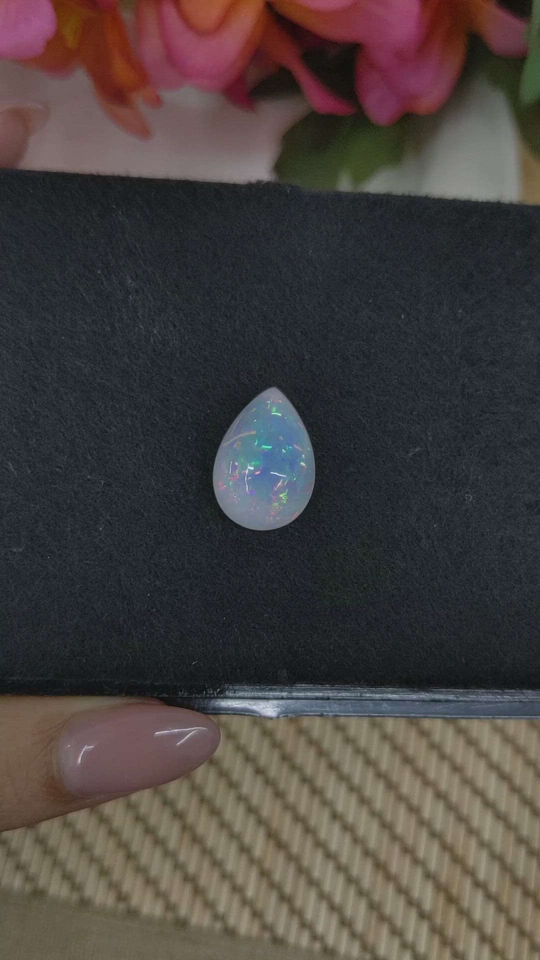 9.87 Ct. Multi Color Cabochon Fire Opal (Flame Opal) from Ethiopia Size Video