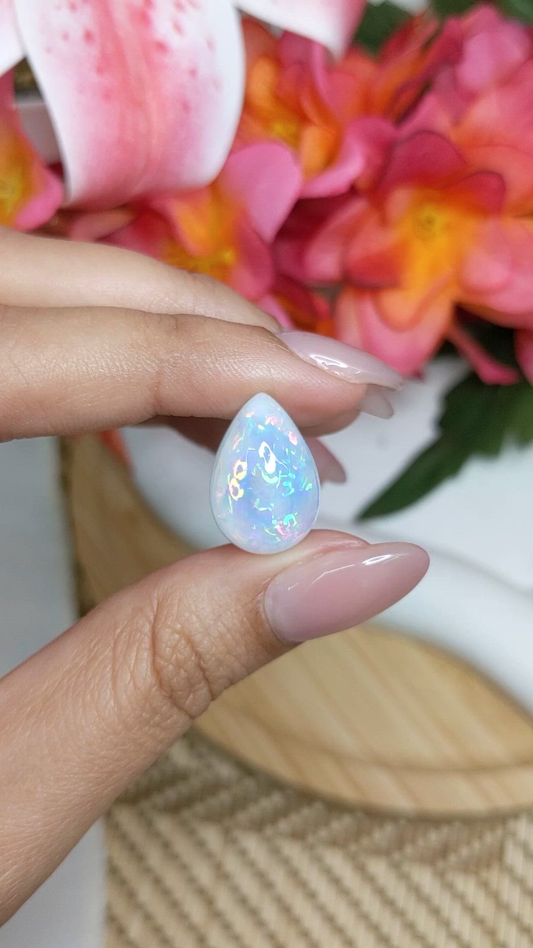 9.87 Ct. Multi Color Cabochon Fire Opal (Flame Opal) from Ethiopia Size Video