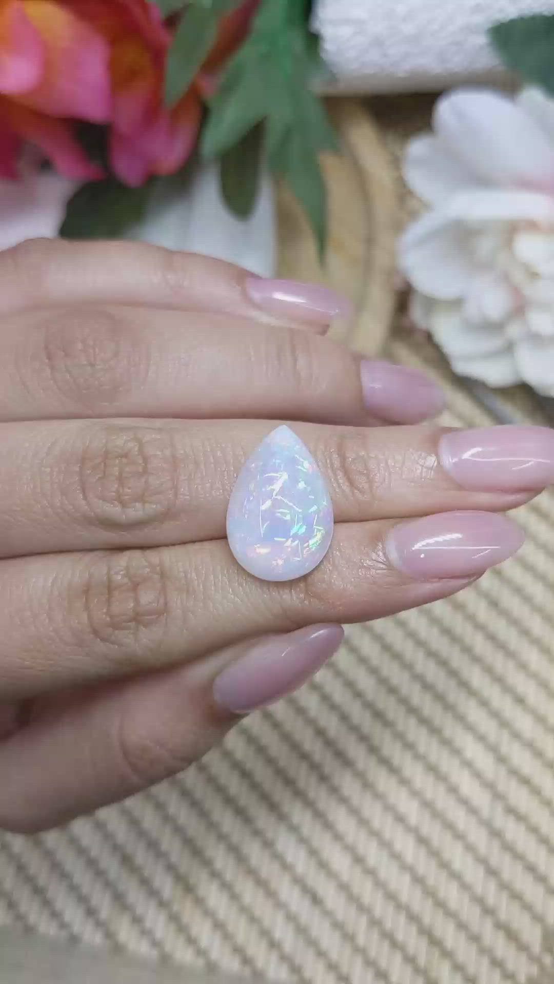 9.87 Ct. Multi Color Cabochon Fire Opal (Flame Opal) from Ethiopia Size Video