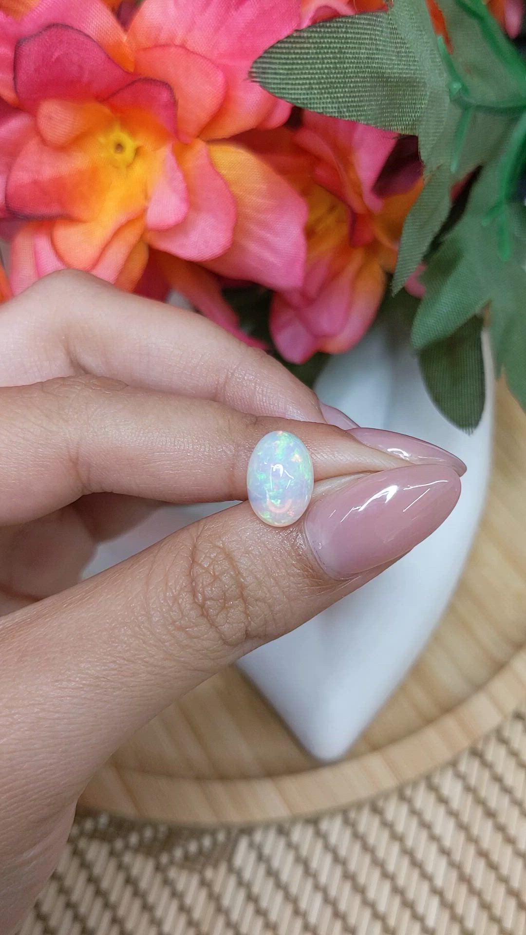 2.62 Ct. Multi Color Cabochon Fire Opal (Flame Opal) from Ethiopia Size Video