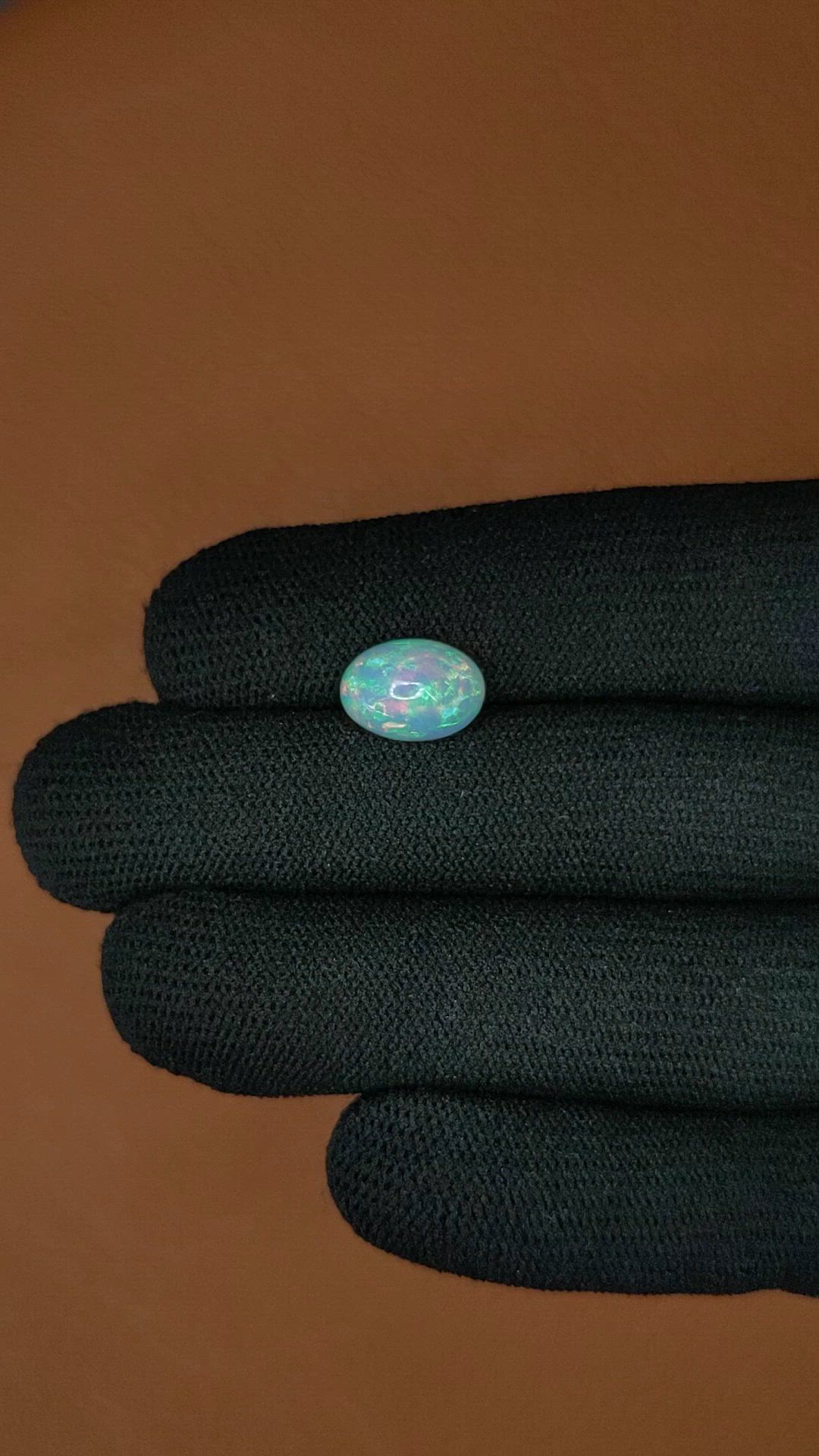 2.62 Ct. Multi Color Cabochon Fire Opal (Flame Opal) from Ethiopia Size Video