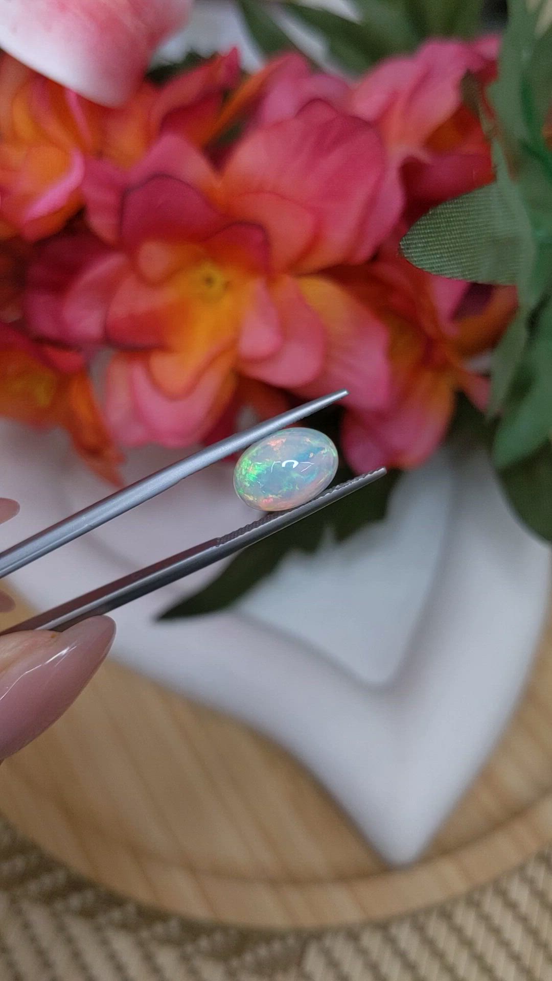 2.62 Ct. Multi Color Cabochon Fire Opal (Flame Opal) from Ethiopia Size Video